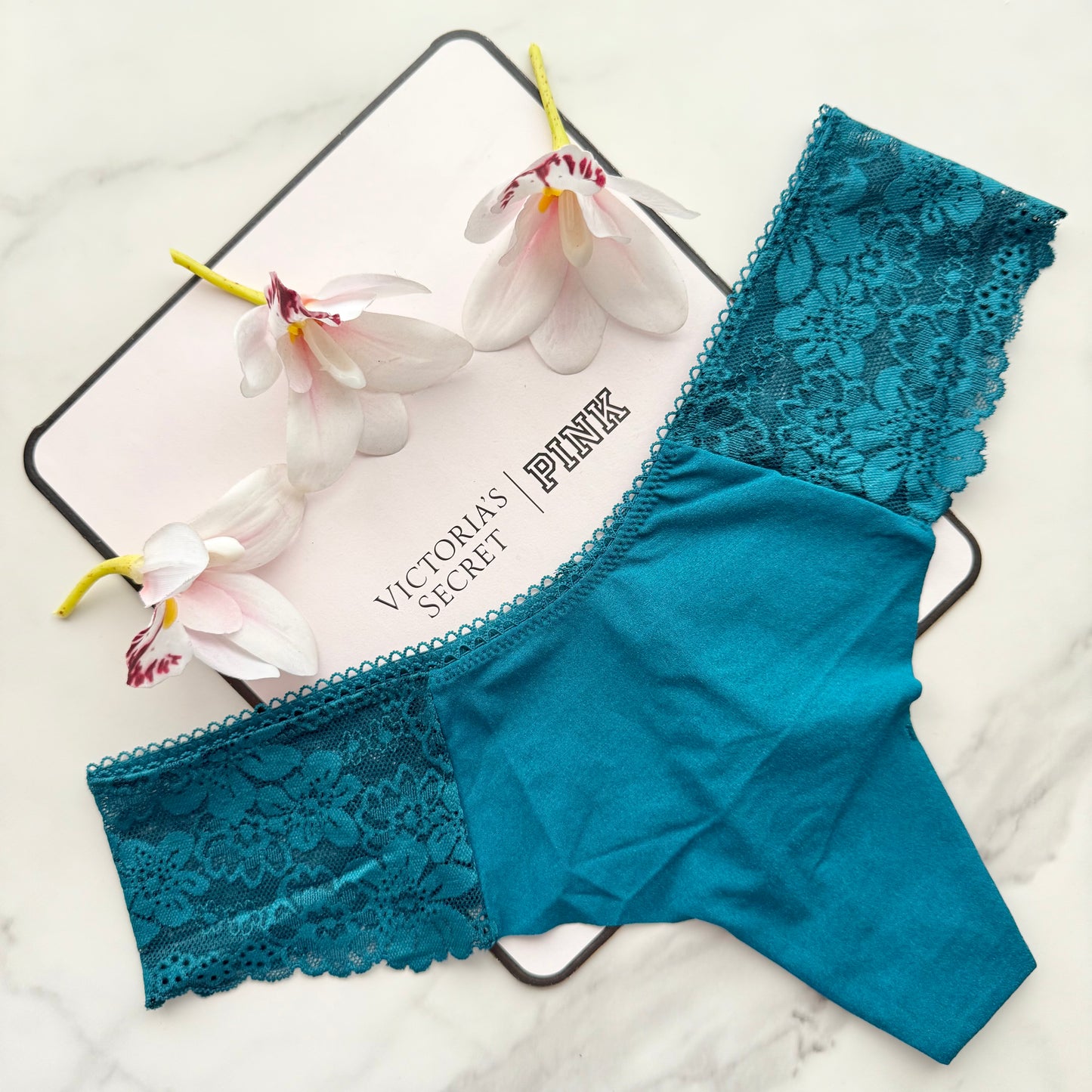 No-Show High-Leg Lace-Trim Thong Panty