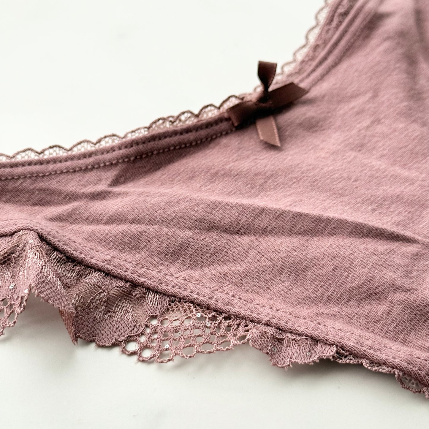Body By Victoria Stretch Cotton Lace-Trim High-Leg Scoop Thong Panty