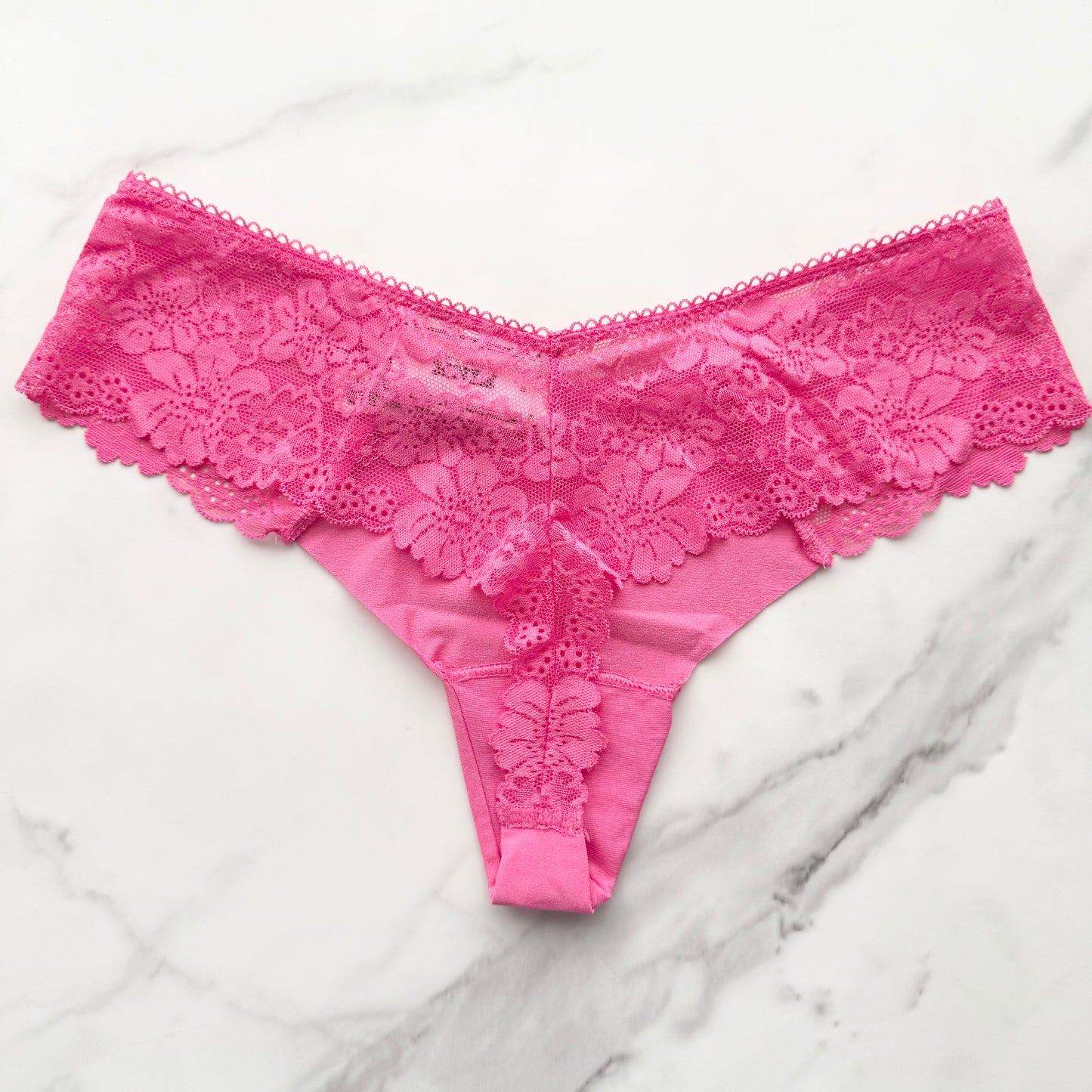 No-Show High-Leg Lace-Trim Thong Panty
