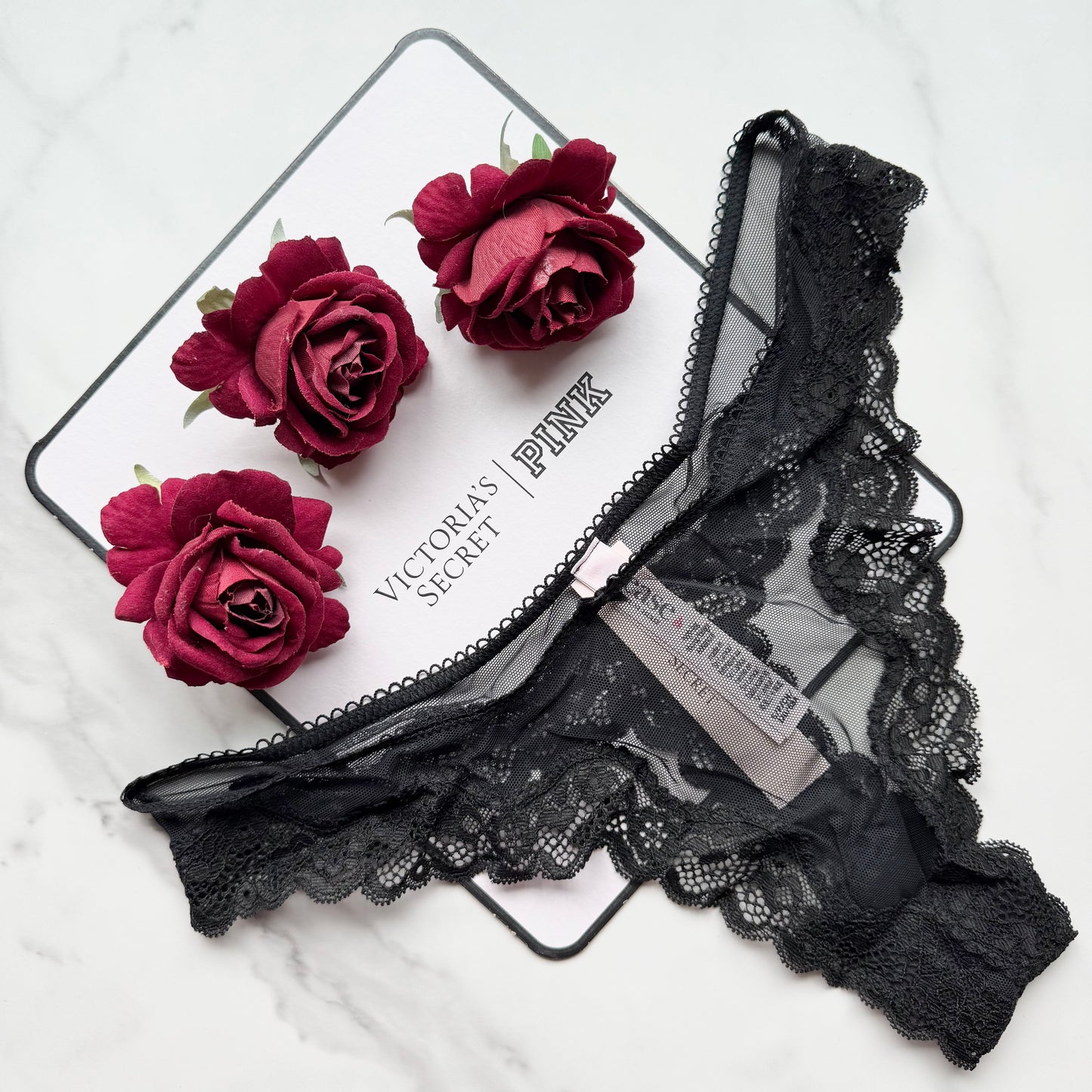 Tease Mesh Lace-Trim High-Leg Thong Panty