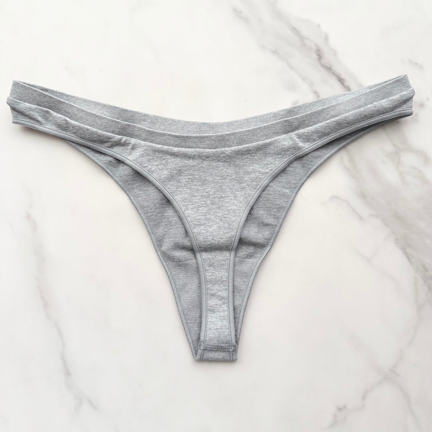 Seamless High-Leg Marl Thong Panty
