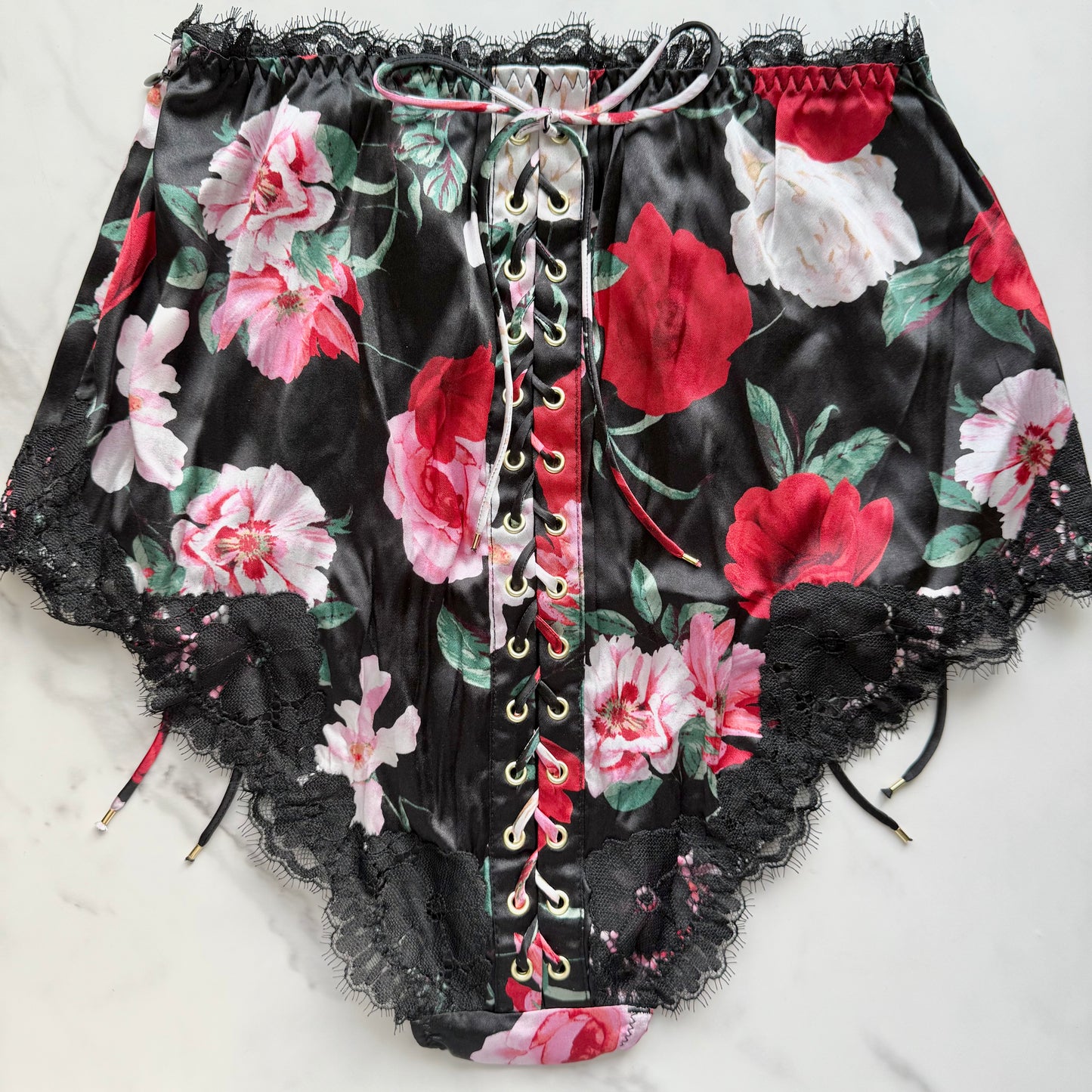 Very Sexy Atelier Satin Lace-Trim High-Waist Brief Panty