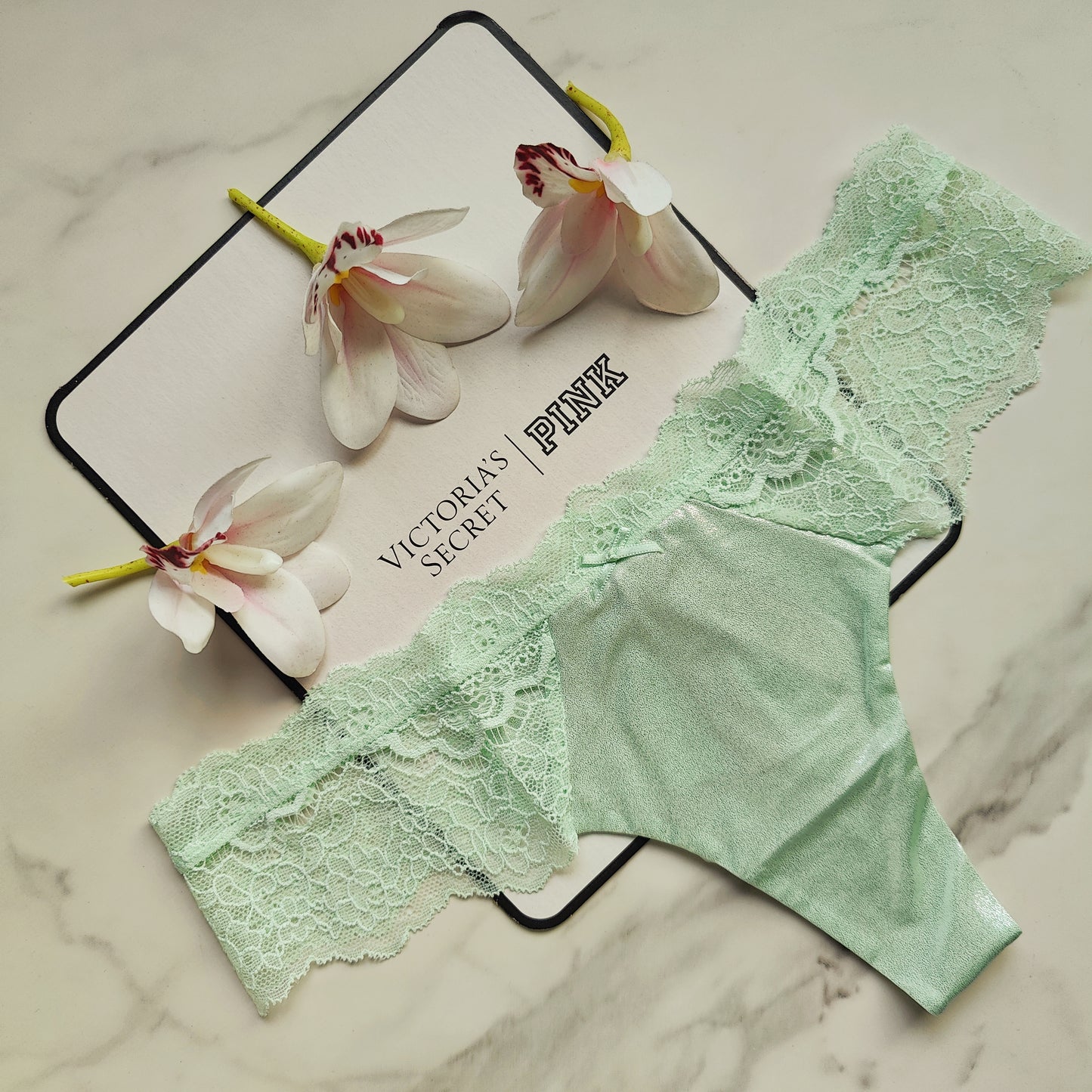 Dream Angels Lace-Trim Smooth Shimmer Thong Panty