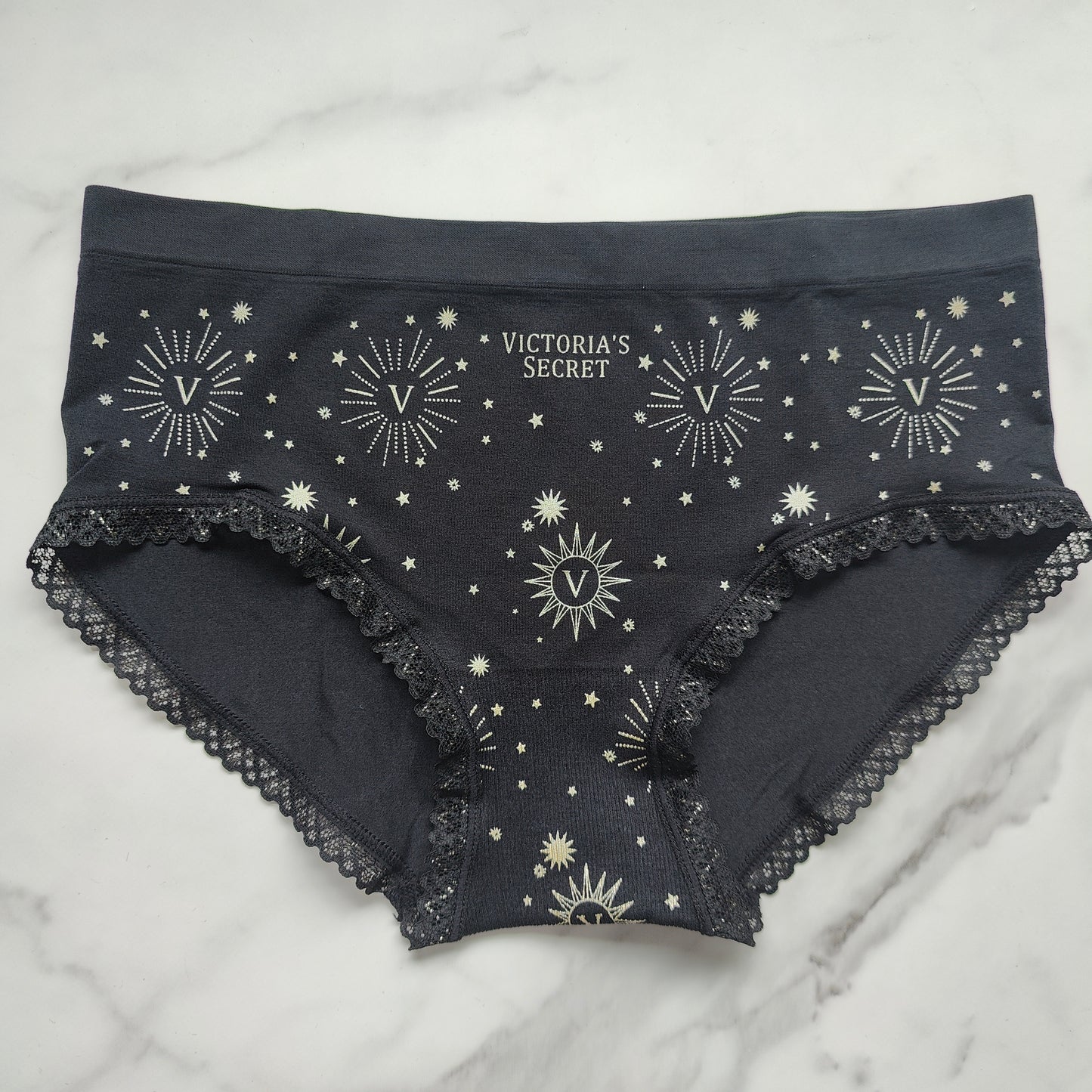 Metallic Logo Seamless Foil & Lace Hiphugger Panty