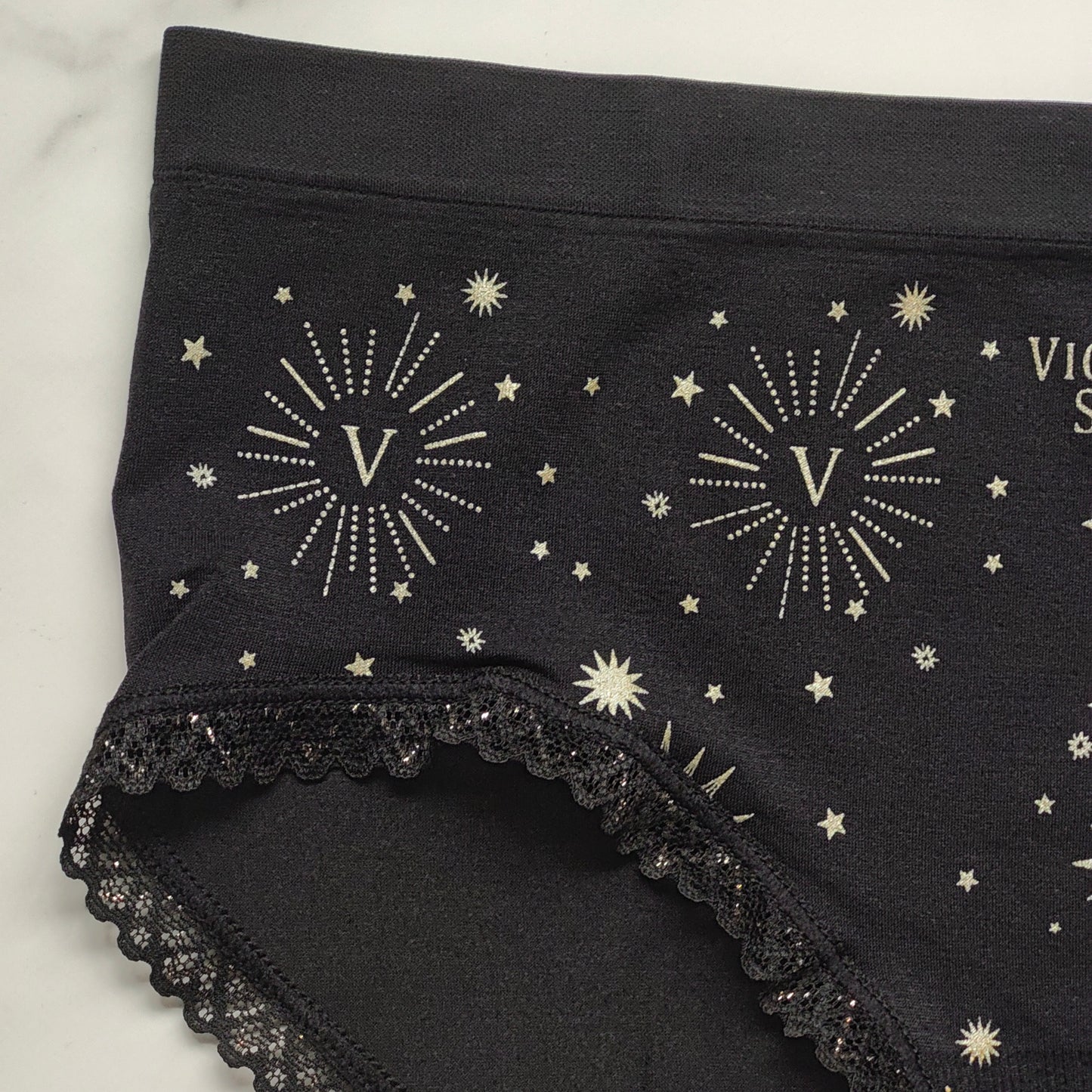 Metallic Logo Seamless Foil & Lace Hiphugger Panty