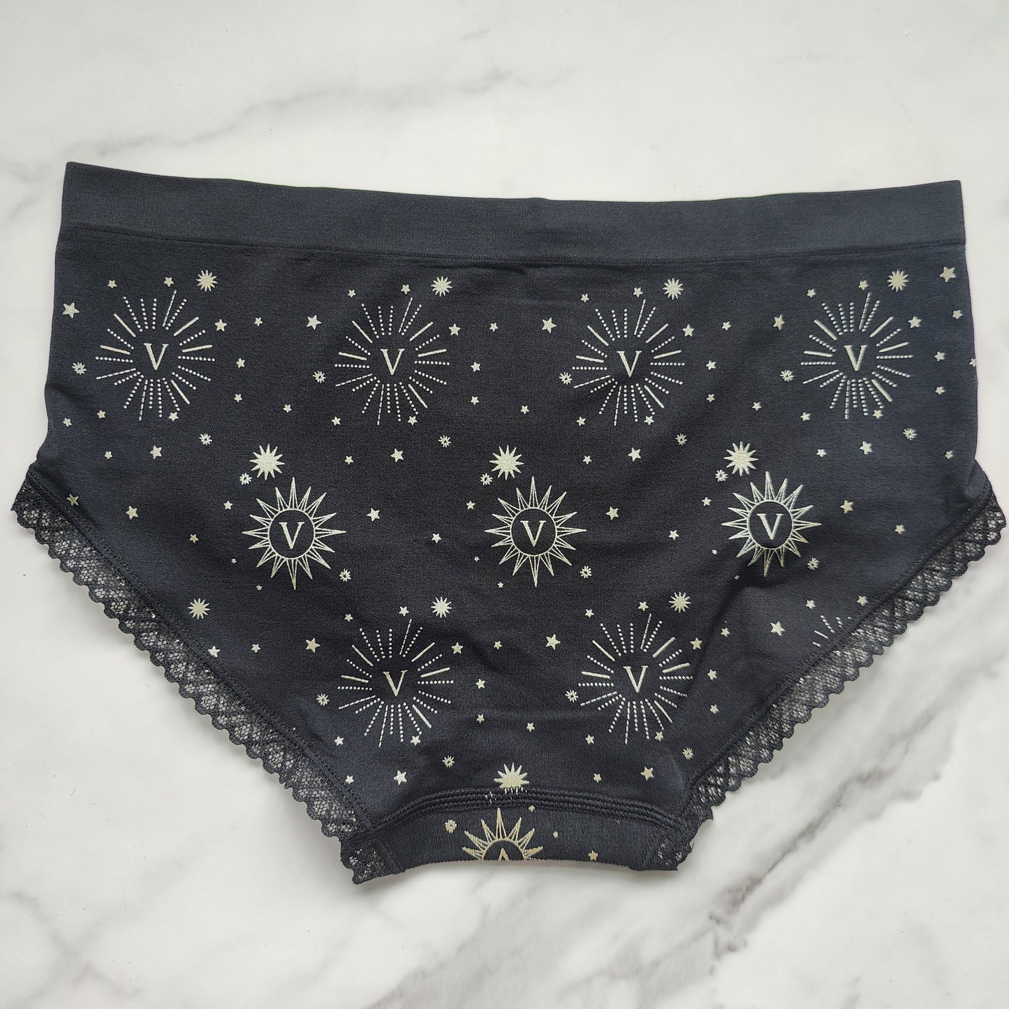 Metallic Logo Seamless Foil & Lace Hiphugger Panty
