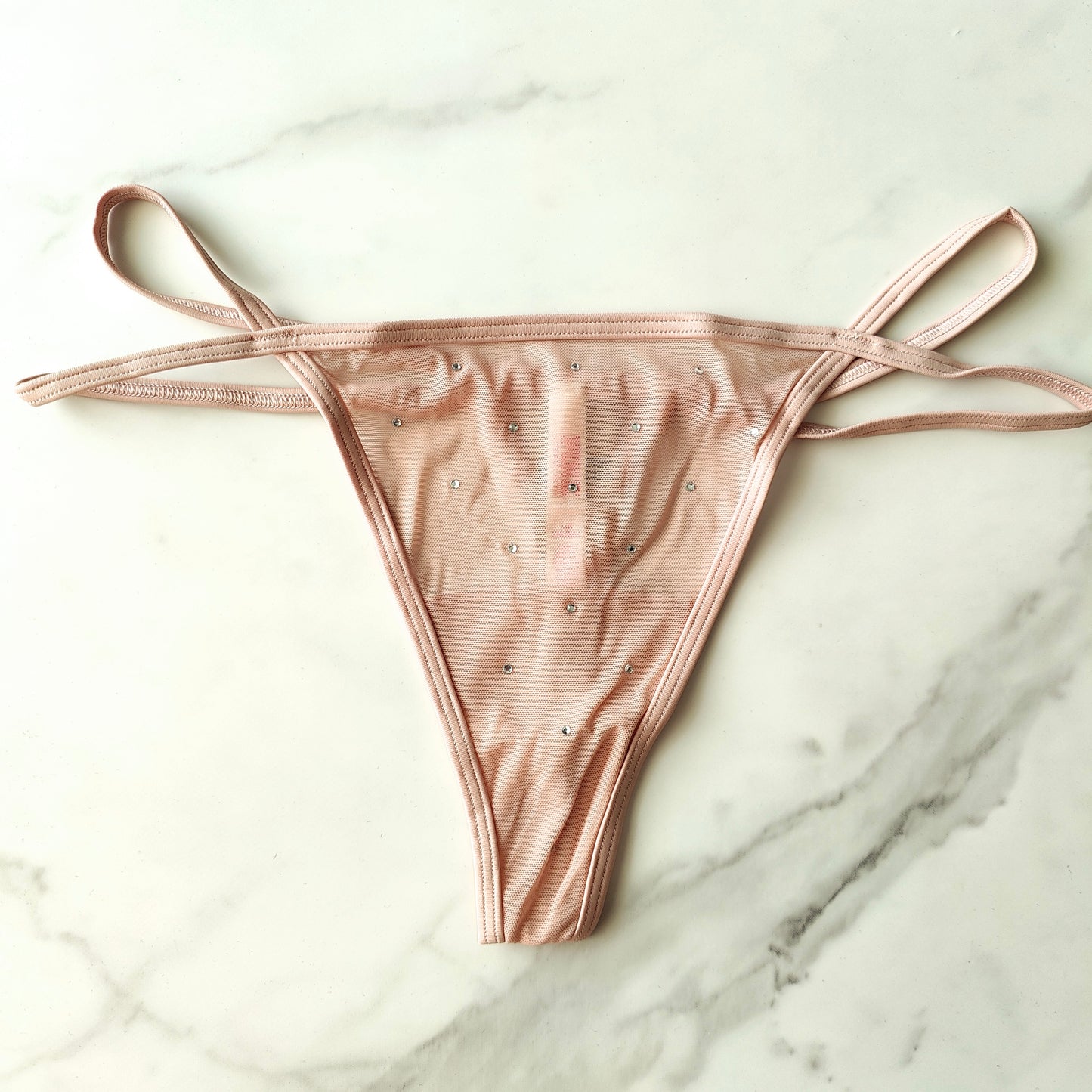 Shine Detail Mesh Thong Panty