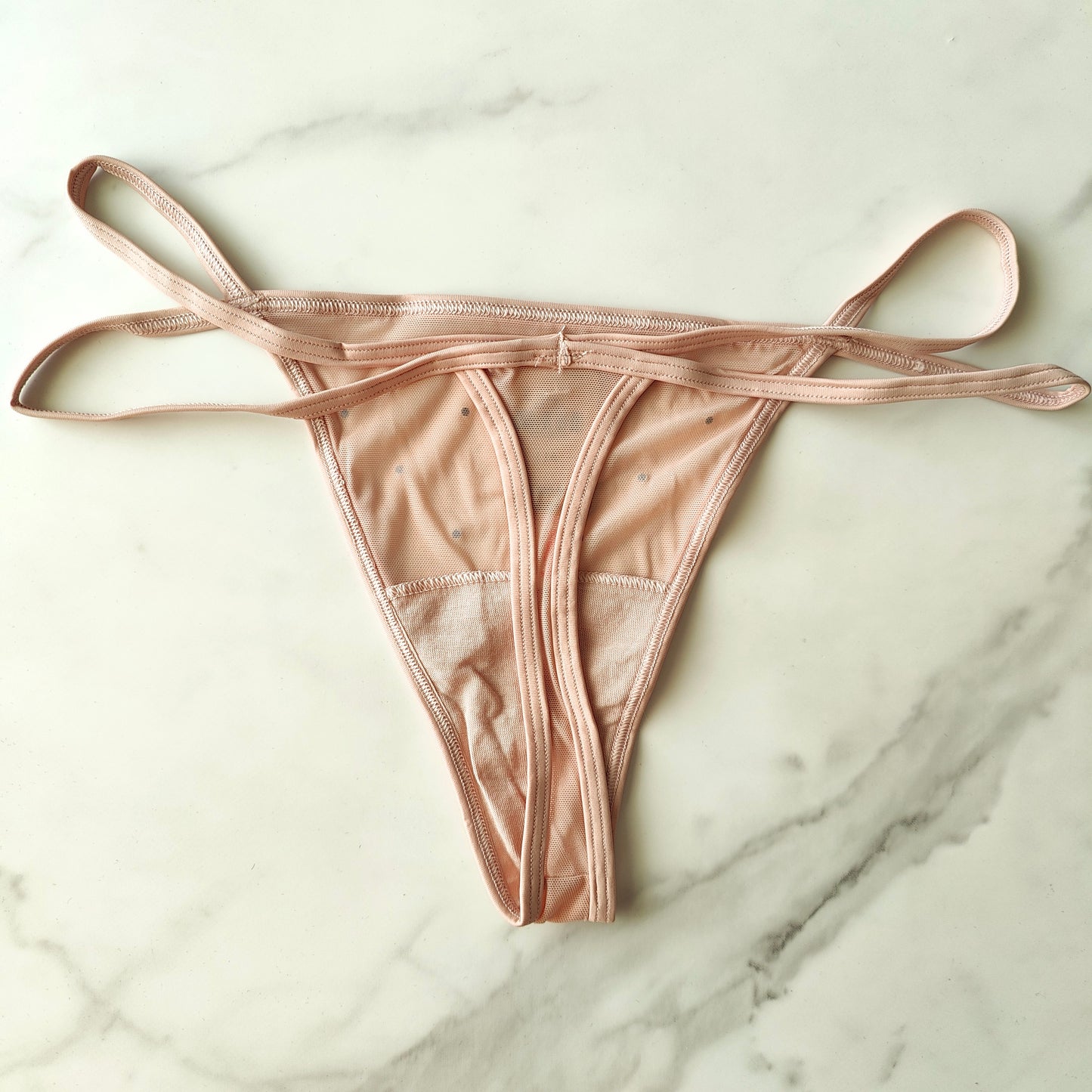 Shine Detail Mesh Thong Panty