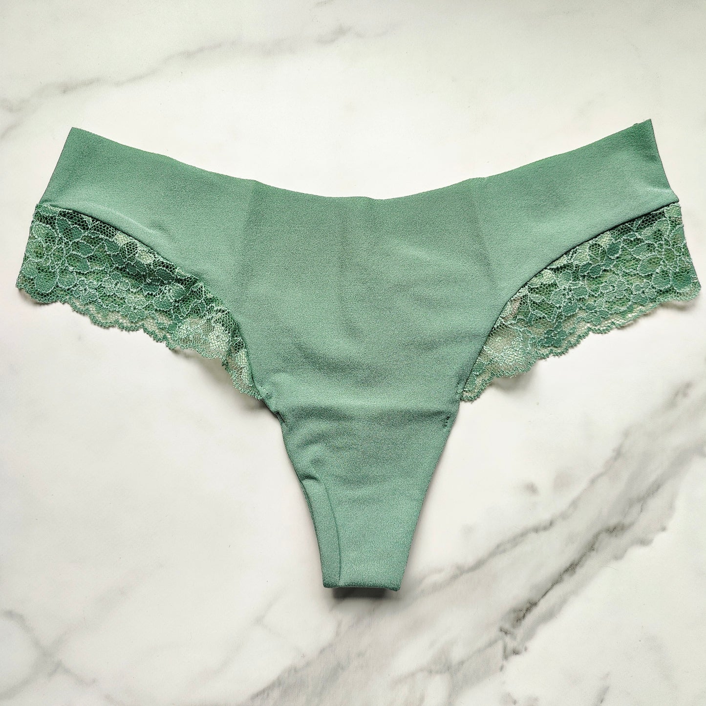 No-Show Lace-Trim Thong Panty