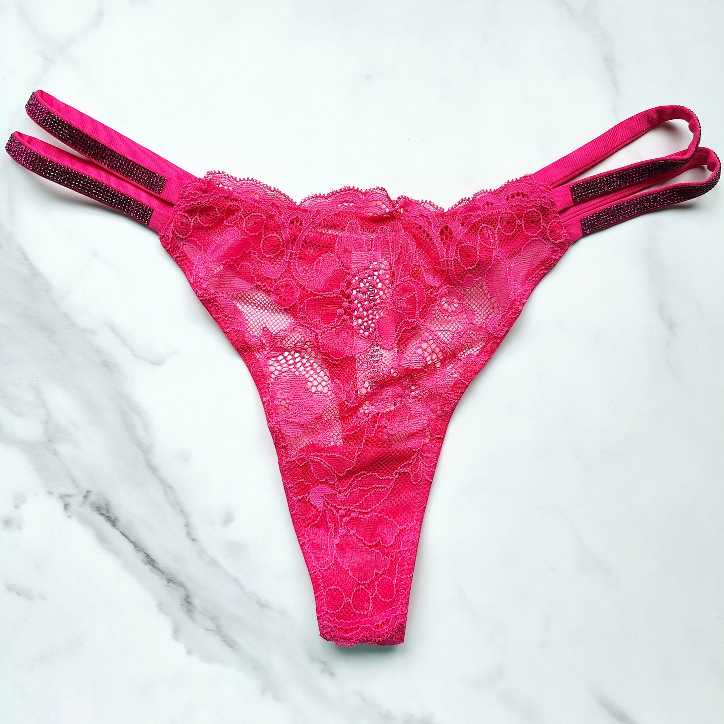 Very Sexy Double Shine Strap Lace Thong Panty