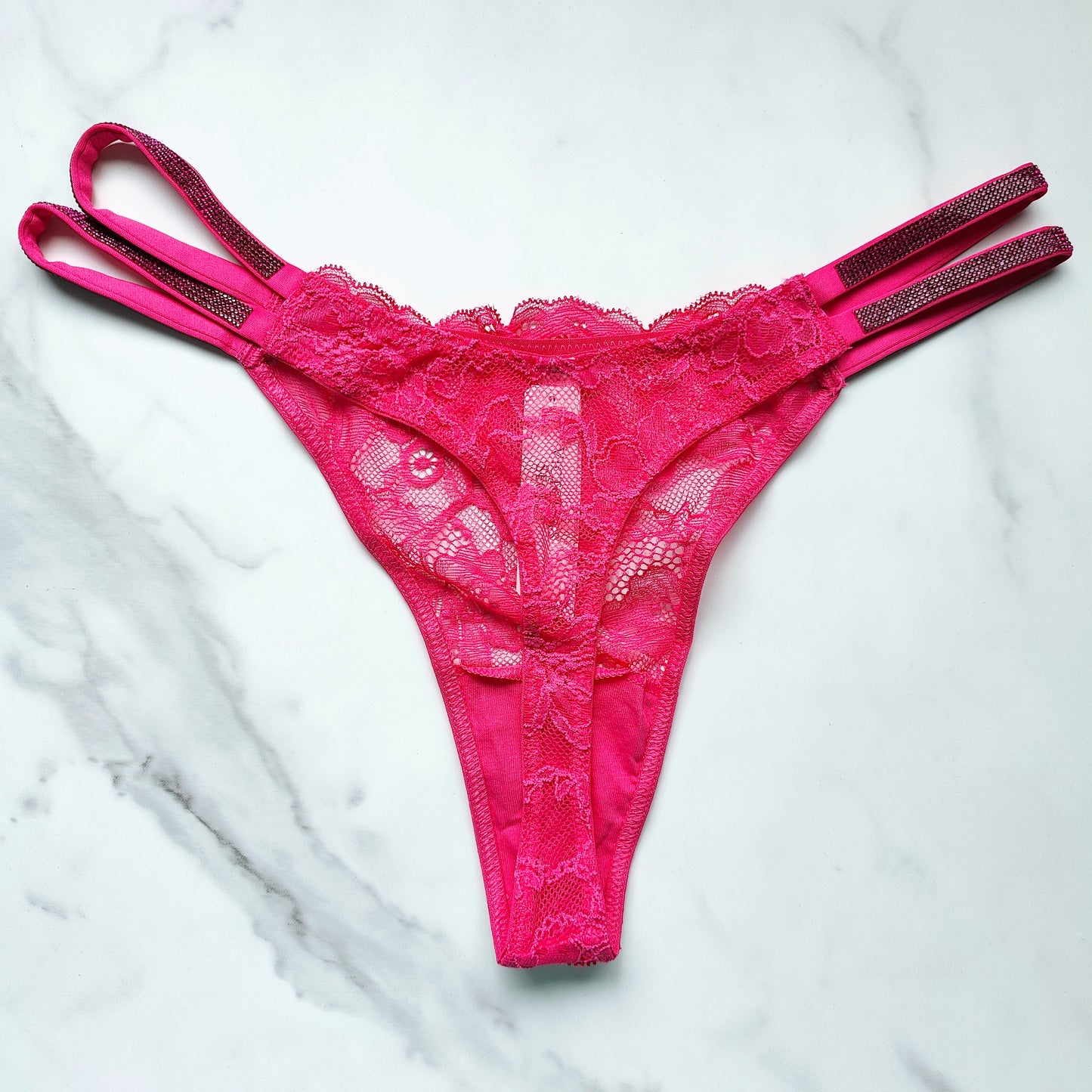 Very Sexy Double Shine Strap Lace Thong Panty