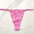 Dream Angels Lace Rhinestone Heart Hardware Thong Panty