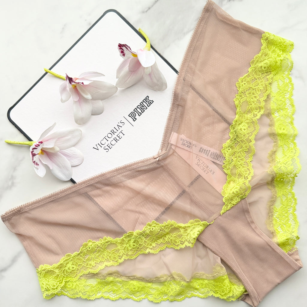 Very Sexy Mesh Lace-Trim High-Leg Cheeky Panty