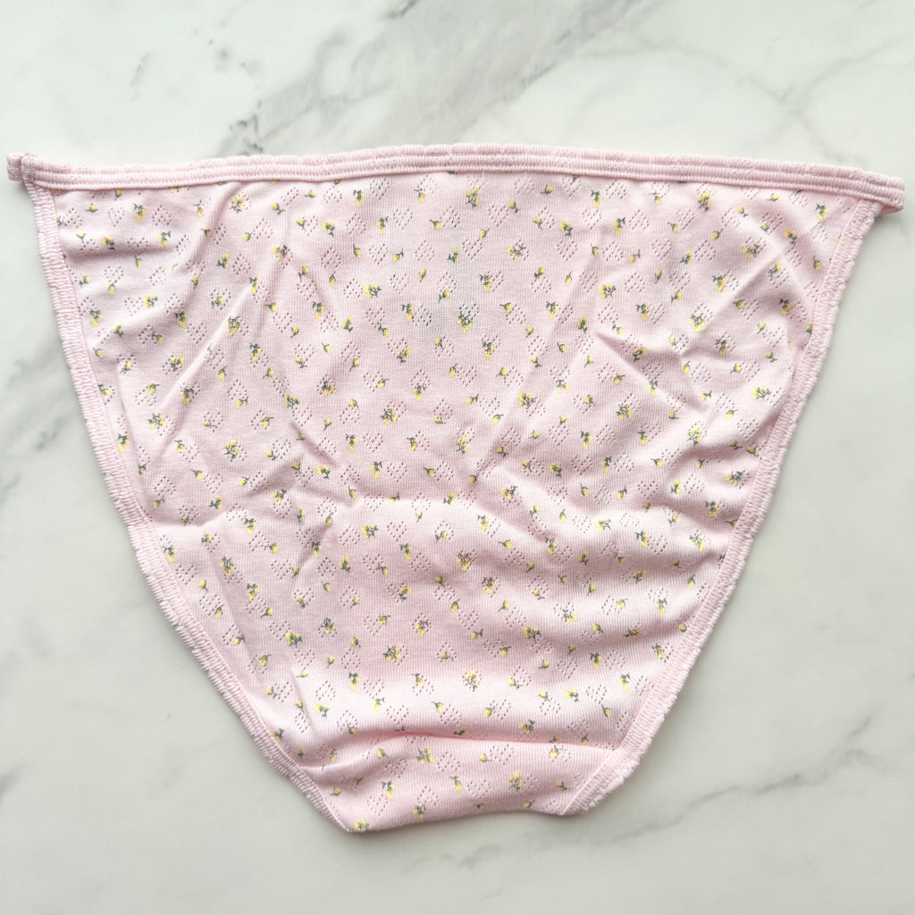 Cotton Heart Pointelle String Bikini Panty