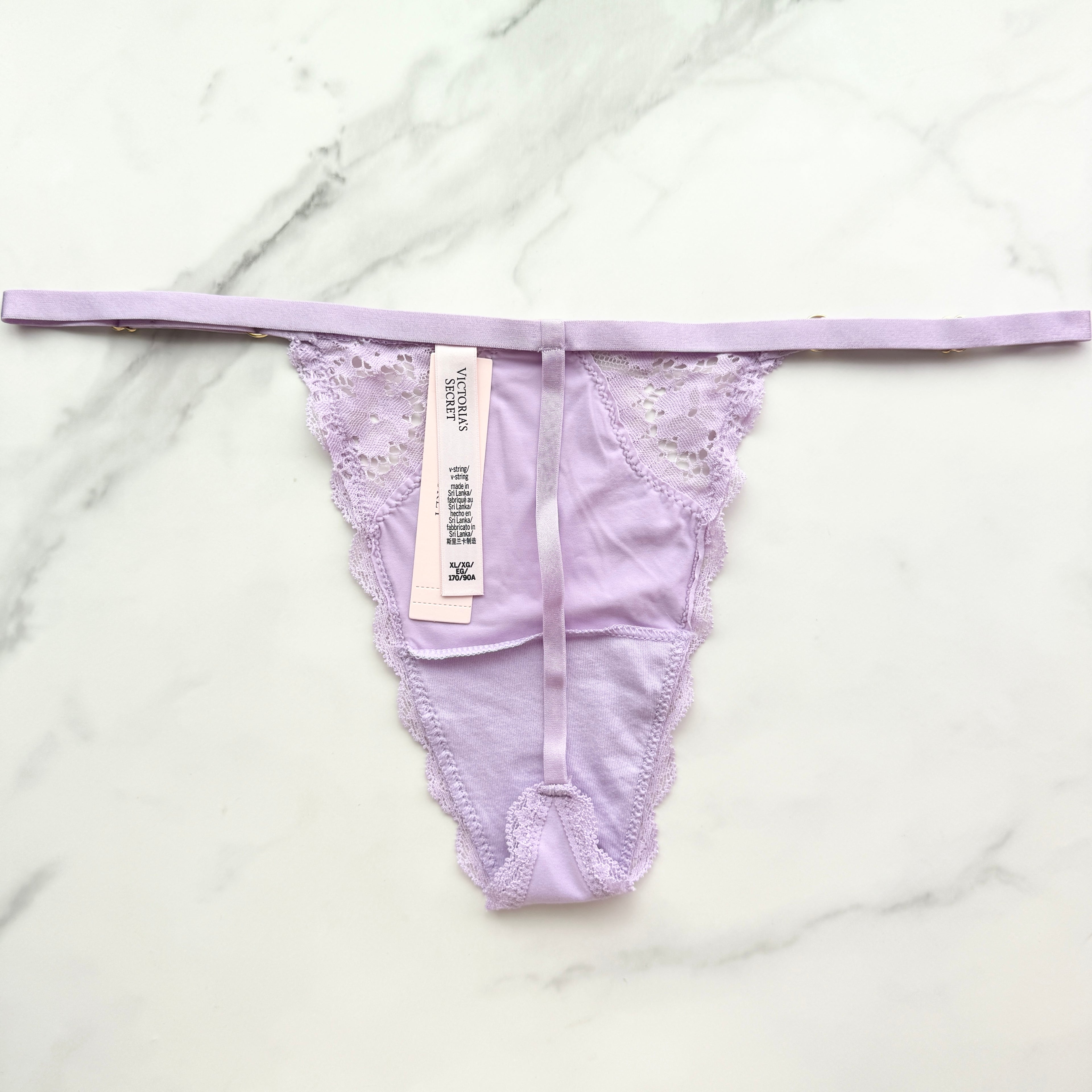 Victoria's Secret  Dream Angels Lace-Trim Adjustable V-String Panty 