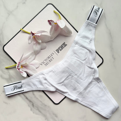 Logo Cotton High-Leg Smooth Thong Panty