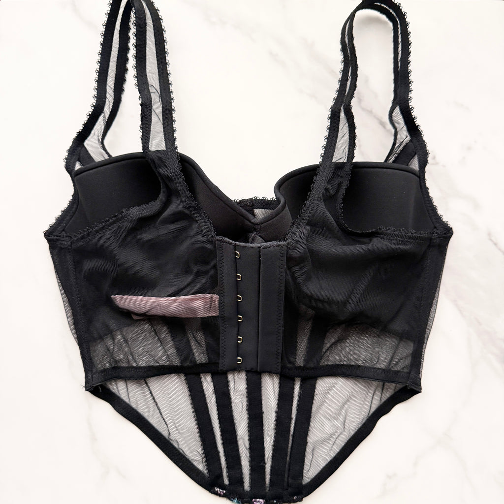 Very Sexy Dark Blossom Embroidery Corset Top