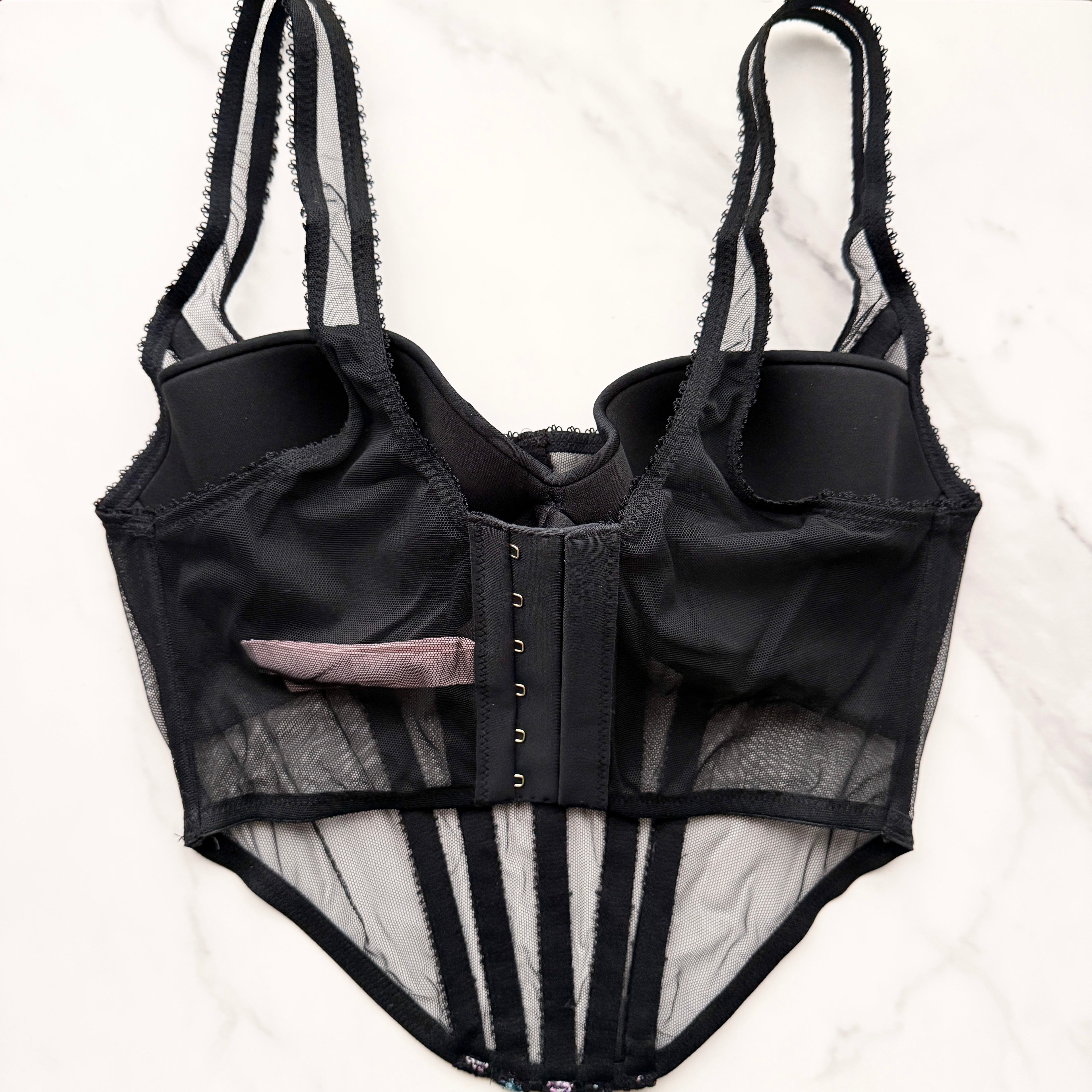 Very Sexy Dark Blossom Embroidery Corset Top