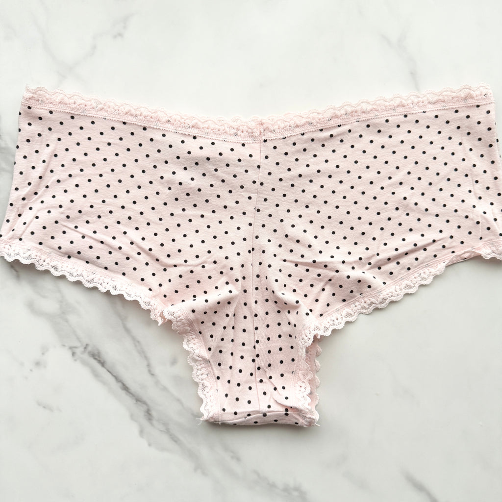 Lace-Trim Cotton Lace-Waist Cheeky Panty
