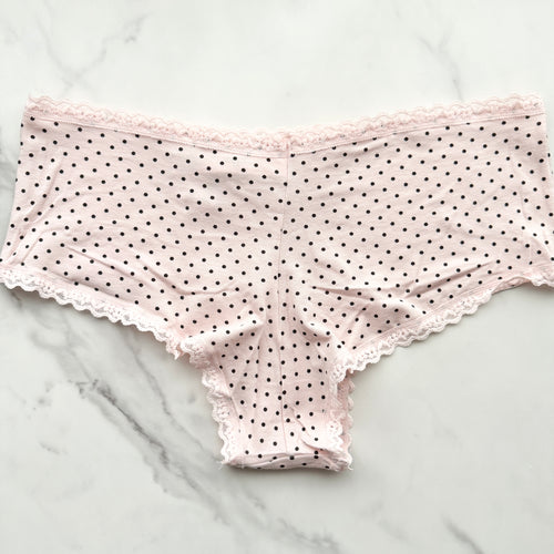 Lace-Trim Cotton Lace-Waist Cheeky Panty