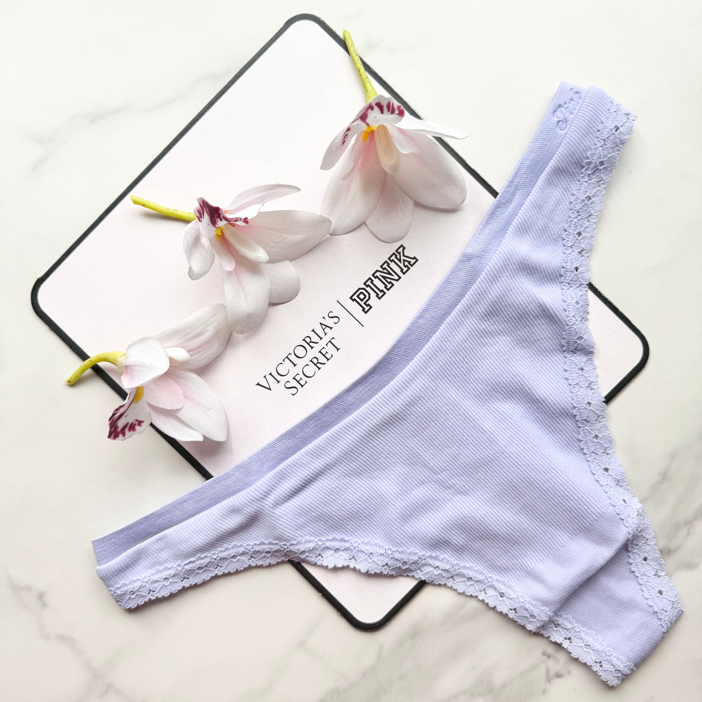 Seamless High-Leg Lace-Trim Thong Panty