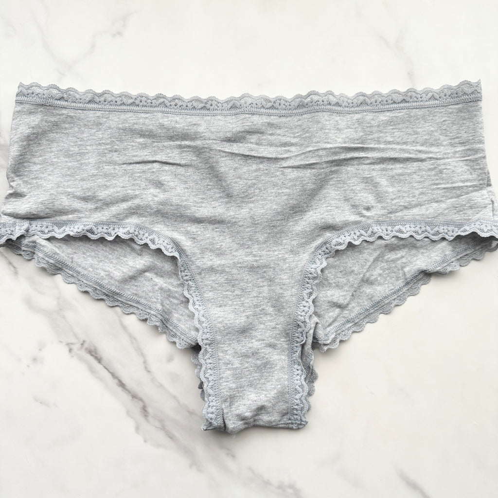 Lace-Trim Cotton Lace-Waist Cheeky Panty