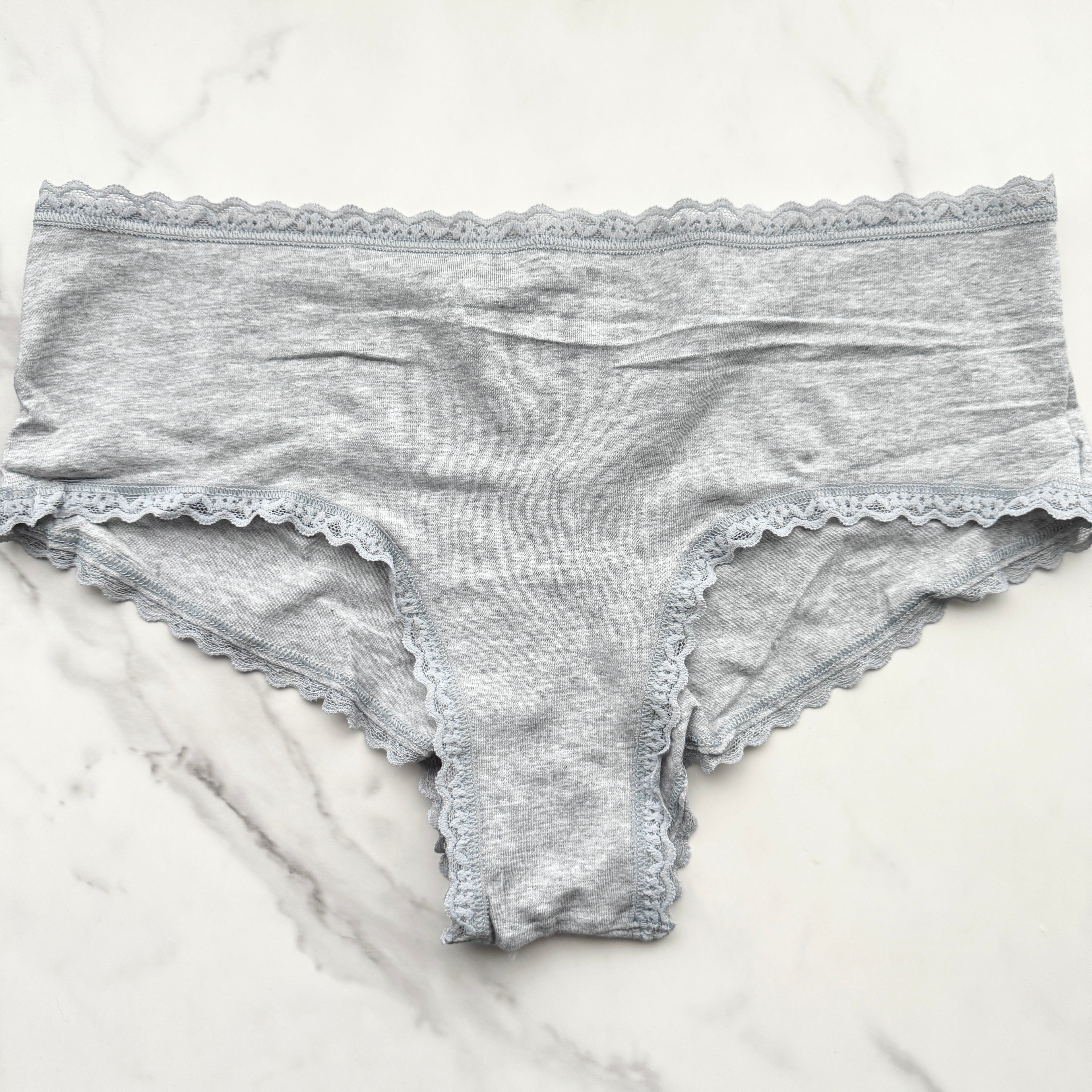 Lace-Trim Cotton Lace-Waist Cheeky Panty