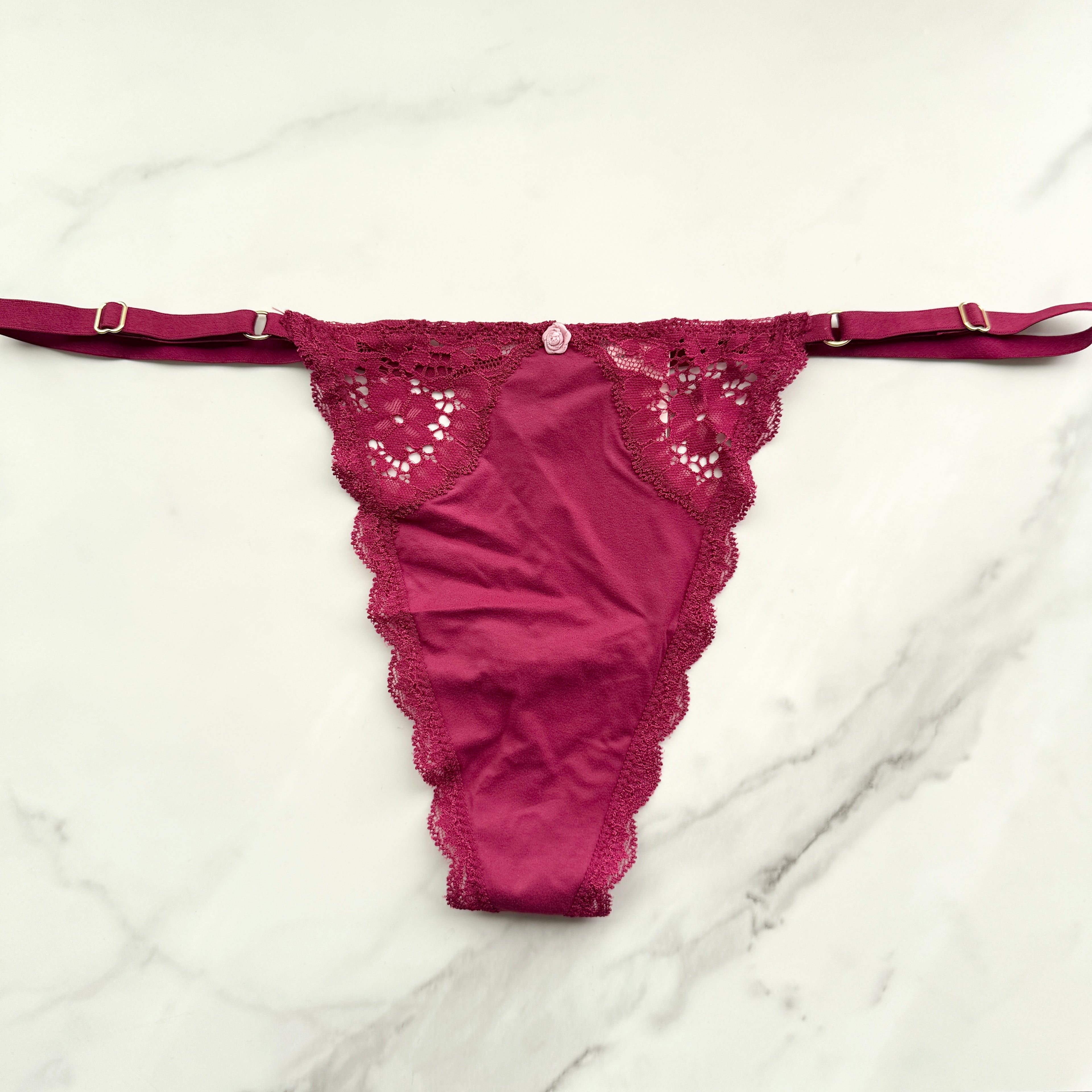 Dream Angels Lace-Trim Adjustable V-String Panty