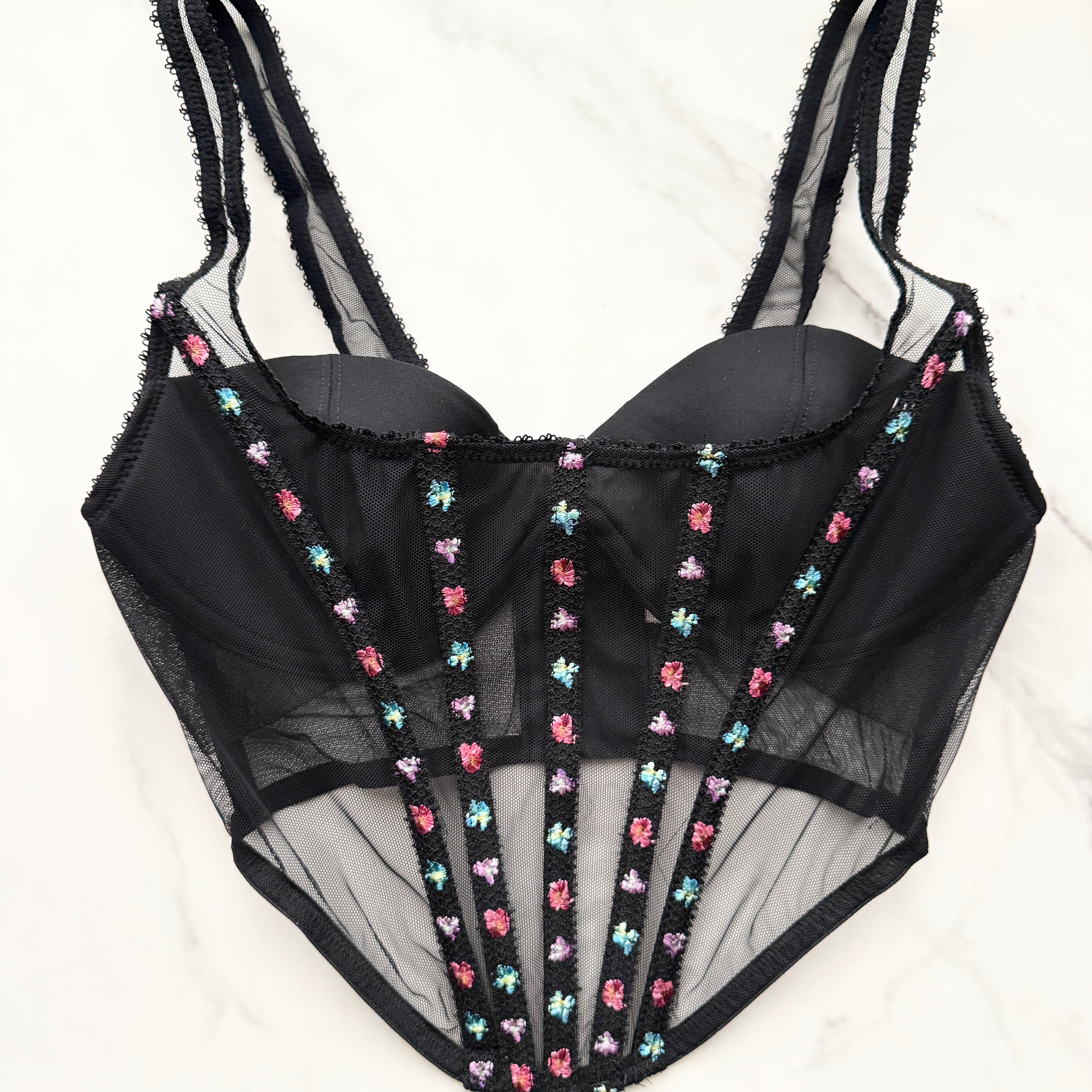 Very Sexy Dark Blossom Embroidery Corset Top