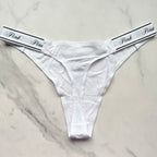 Logo Cotton High-Leg Smooth Thong Panty