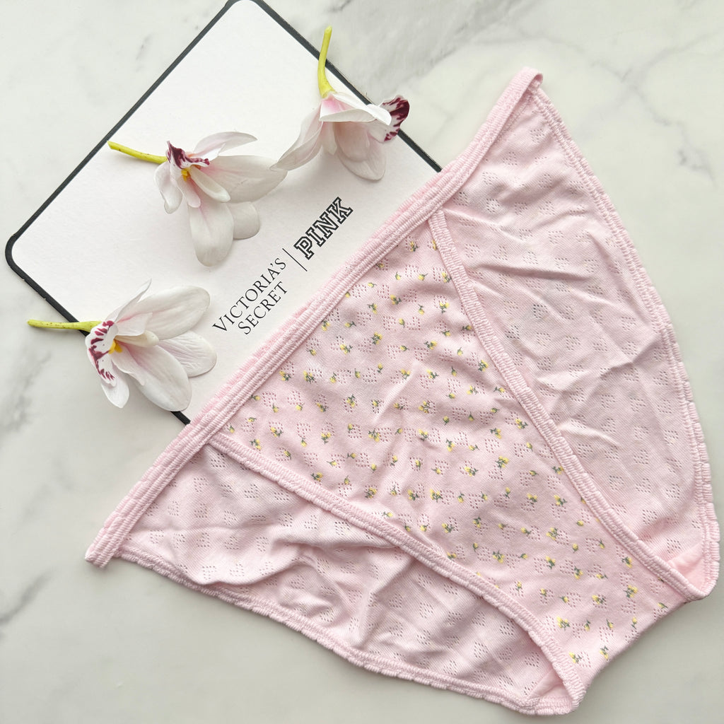 Cotton Heart Pointelle String Bikini Panty