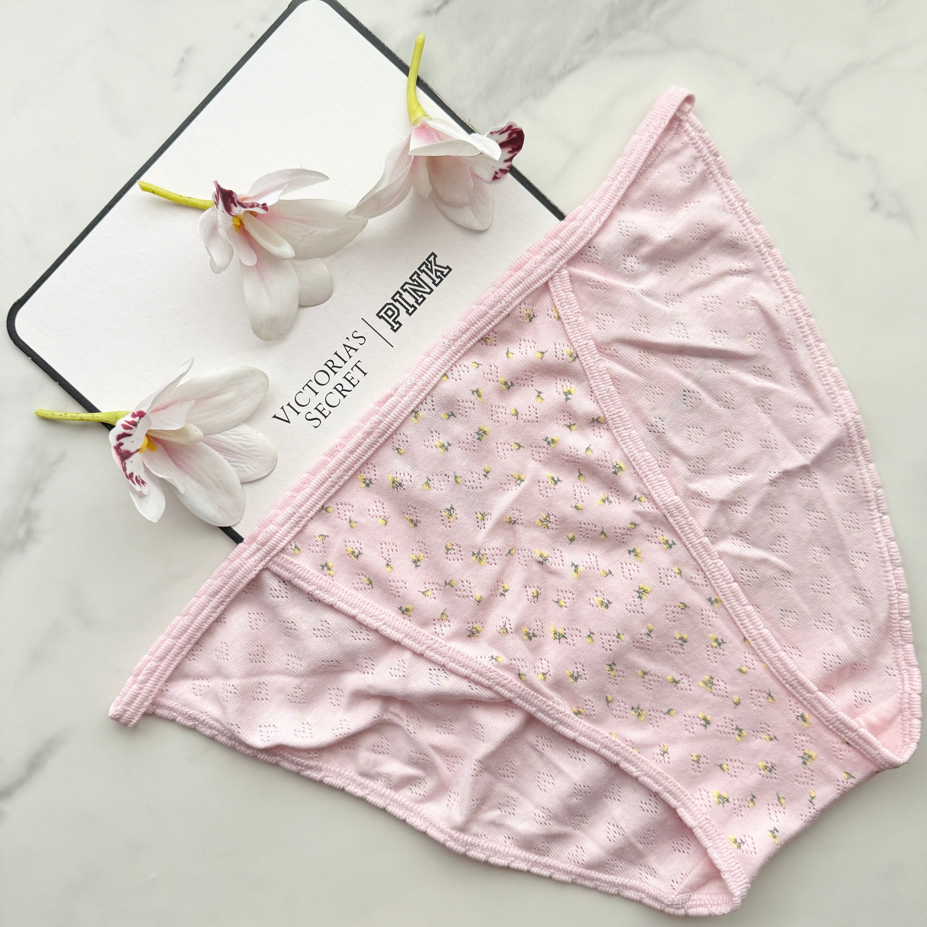 Cotton Heart Pointelle String Bikini Panty
