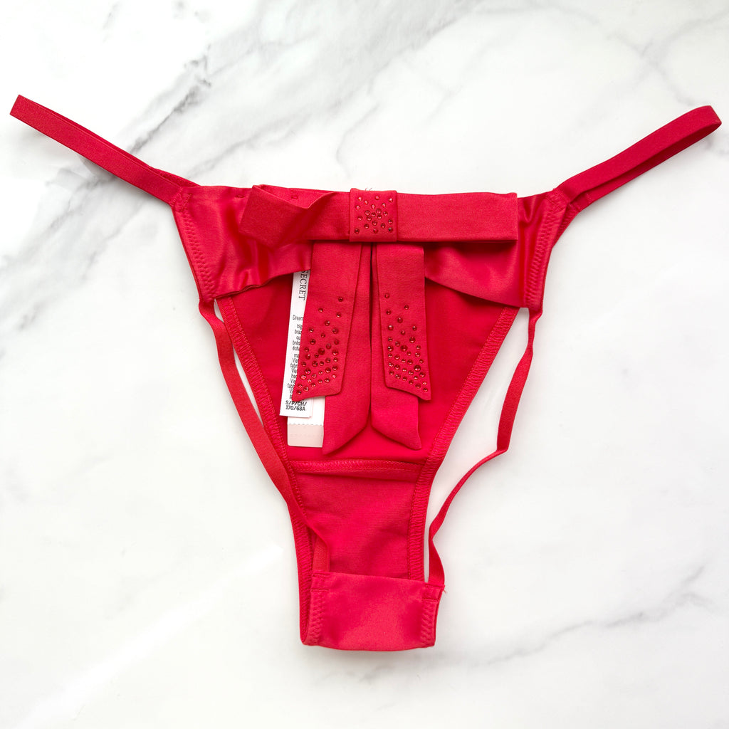 Dream Angels Twinkle Bow Satin Open-Back Brazilian Panty