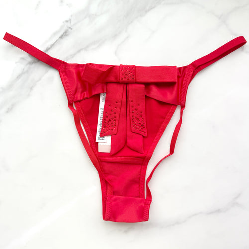 Dream Angels Twinkle Bow Satin Open-Back Brazilian Panty