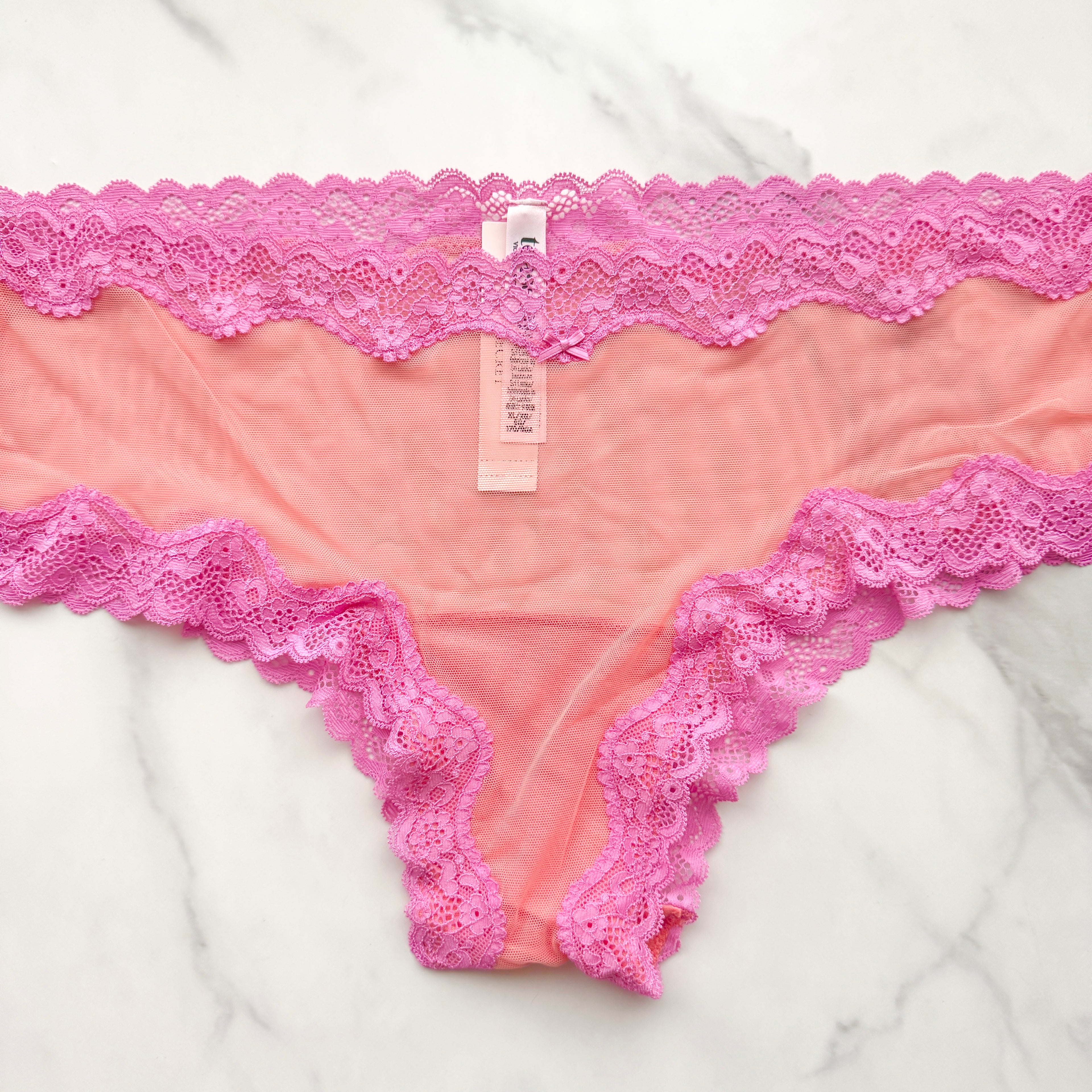 Tease Mesh Lace-Trim Cheeky Panty