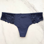 No-Show Lace-Trim Thong Panty