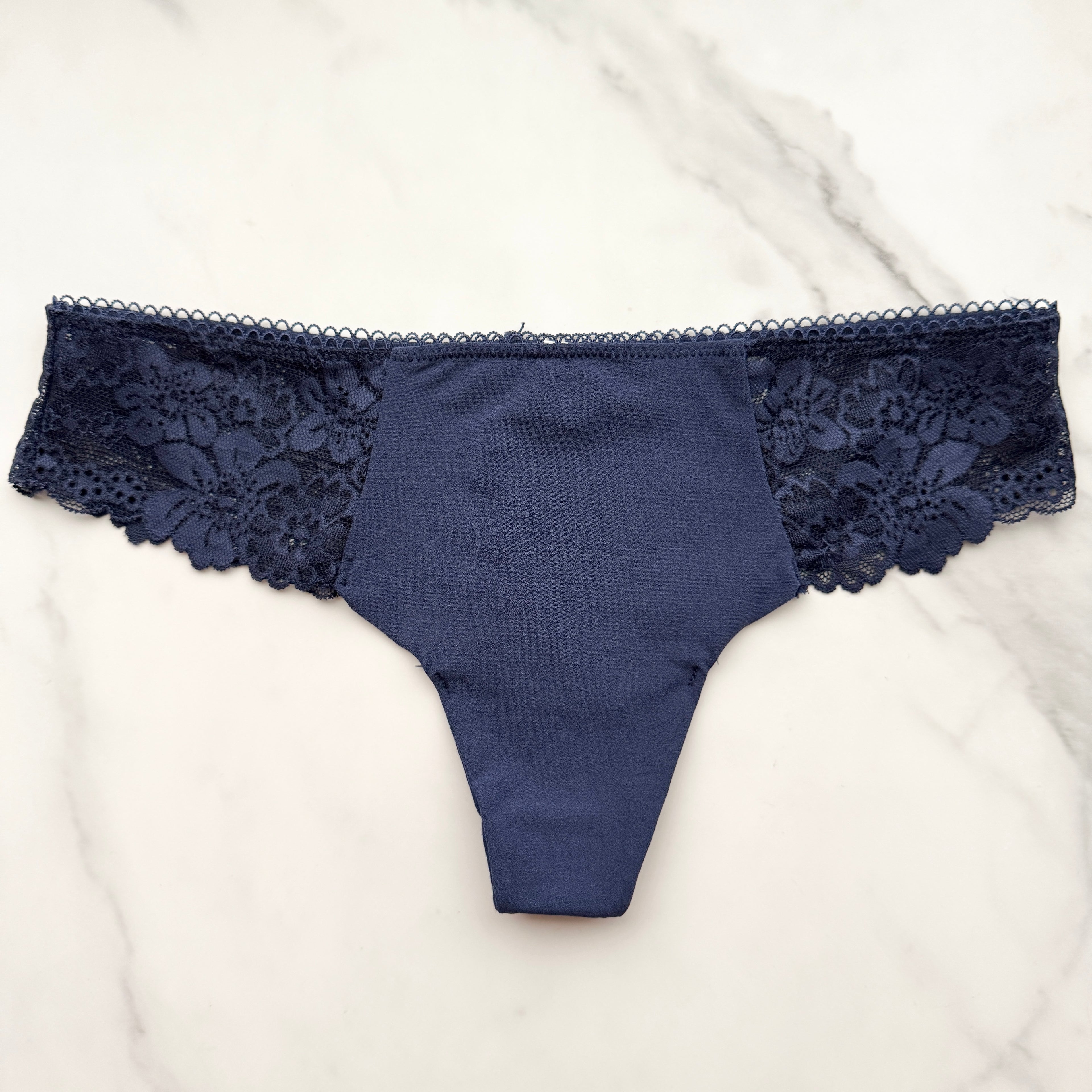 No-Show Lace-Trim Thong Panty
