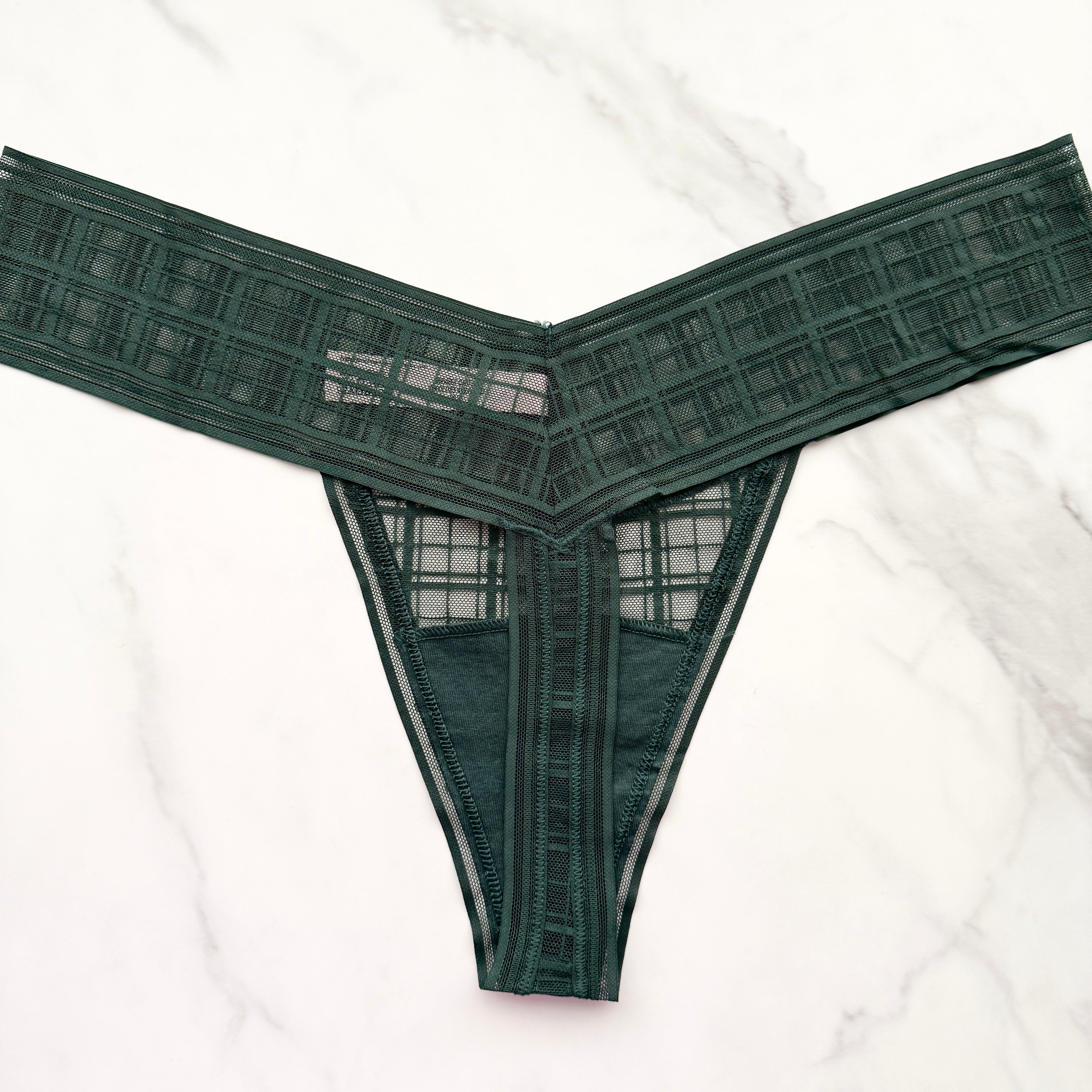 The Lacie Plaid Lace Thong Panty