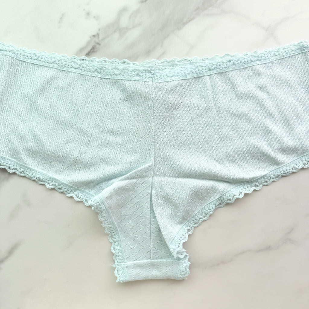 Cotton Pointelle Lace-Waist Cheeky Panty