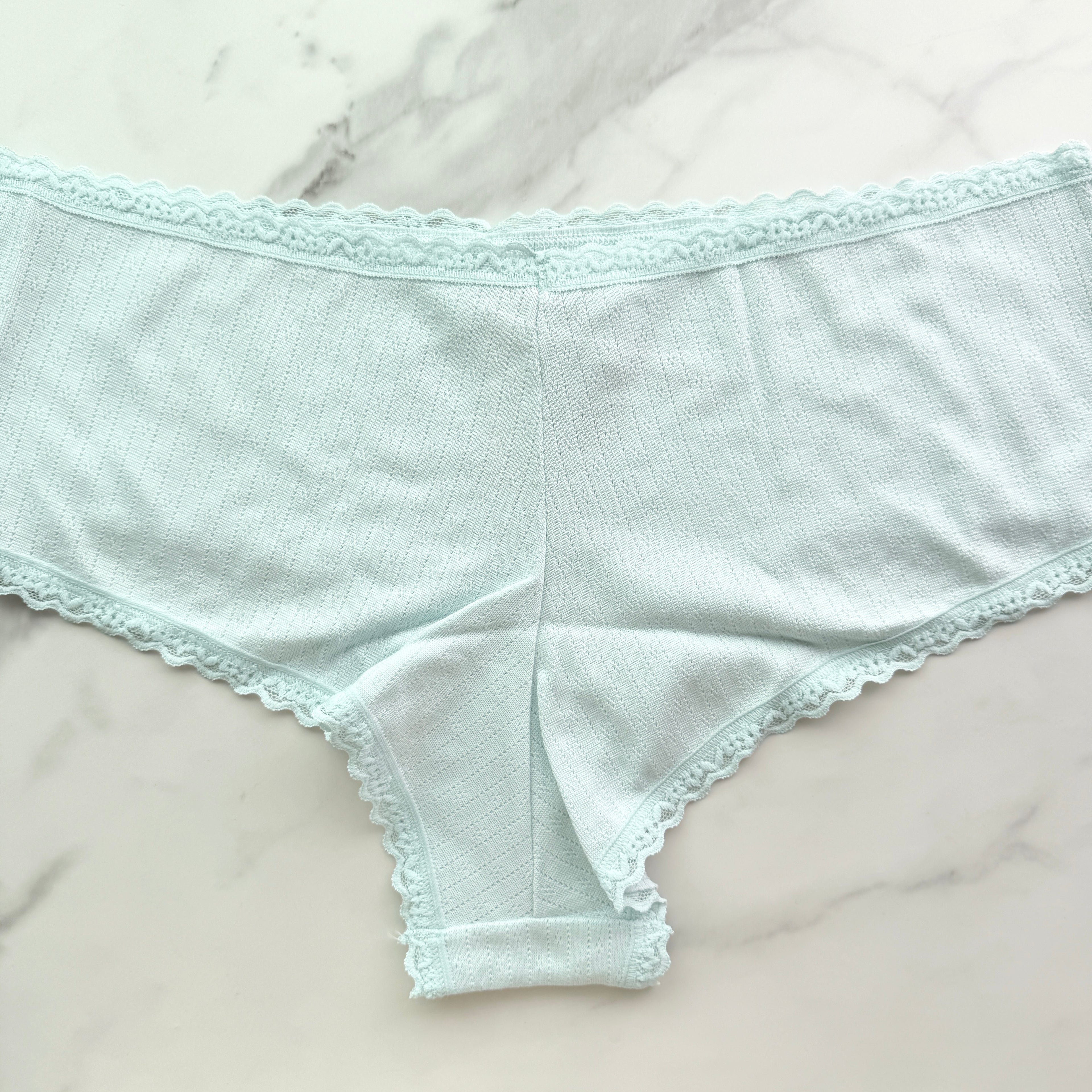 Cotton Pointelle Lace-Waist Cheeky Panty