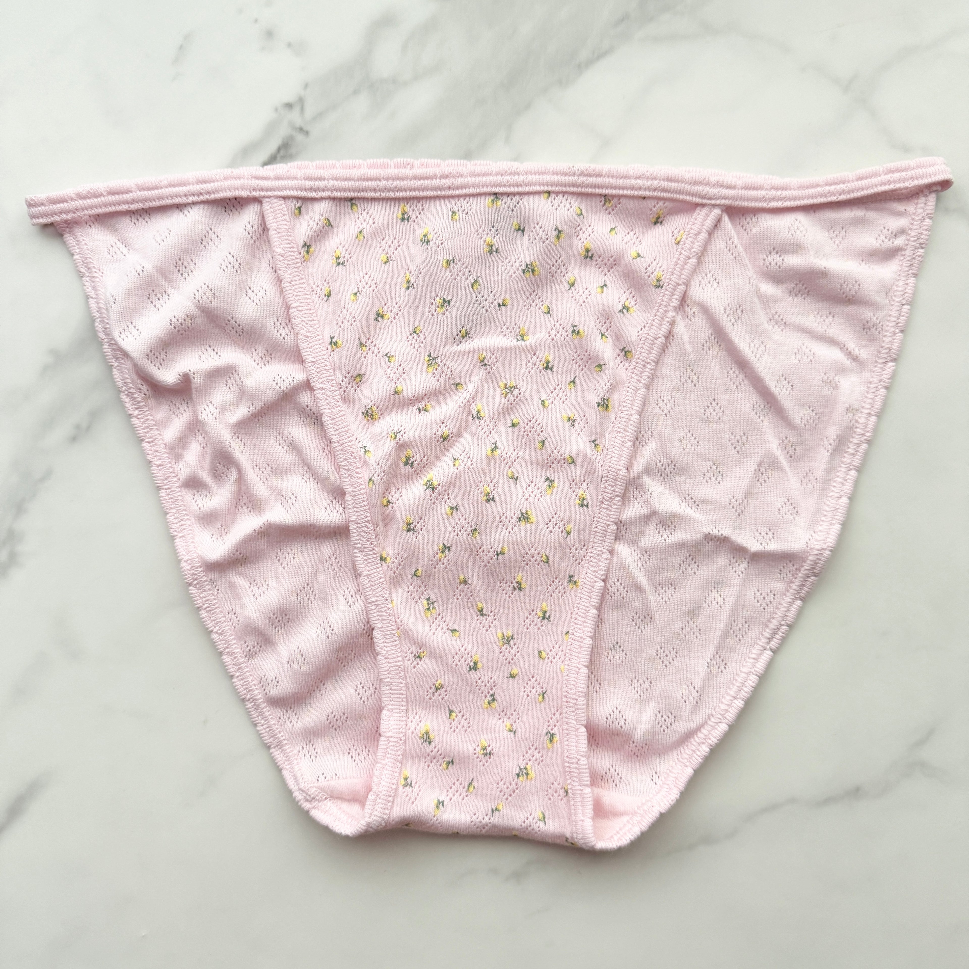Cotton Heart Pointelle String Bikini Panty