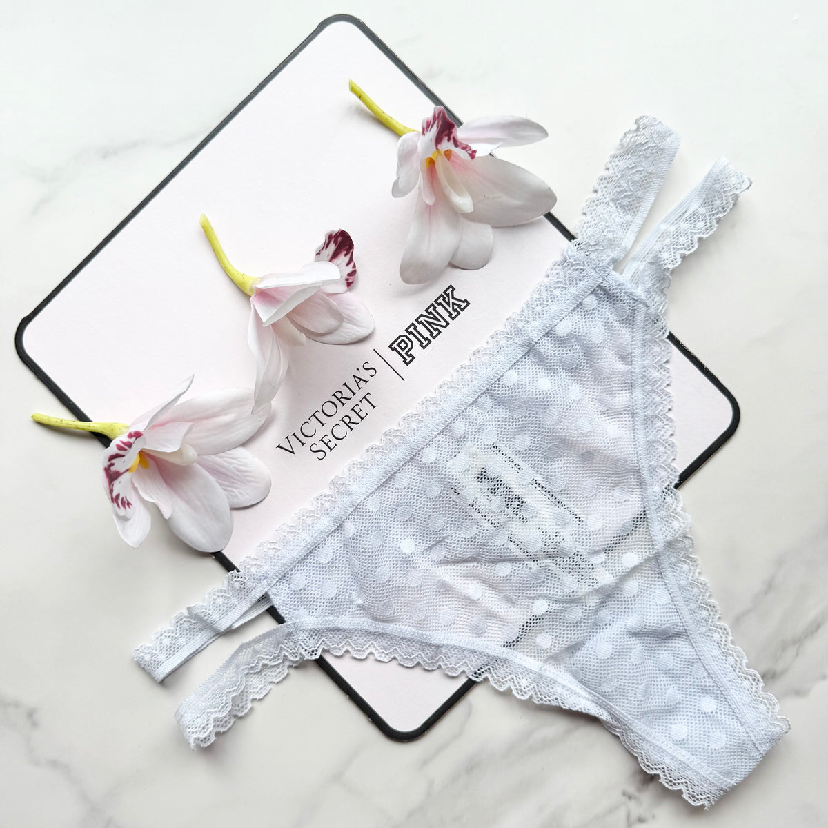 Wink Strappy Dainty Dot Lace Thong Panty