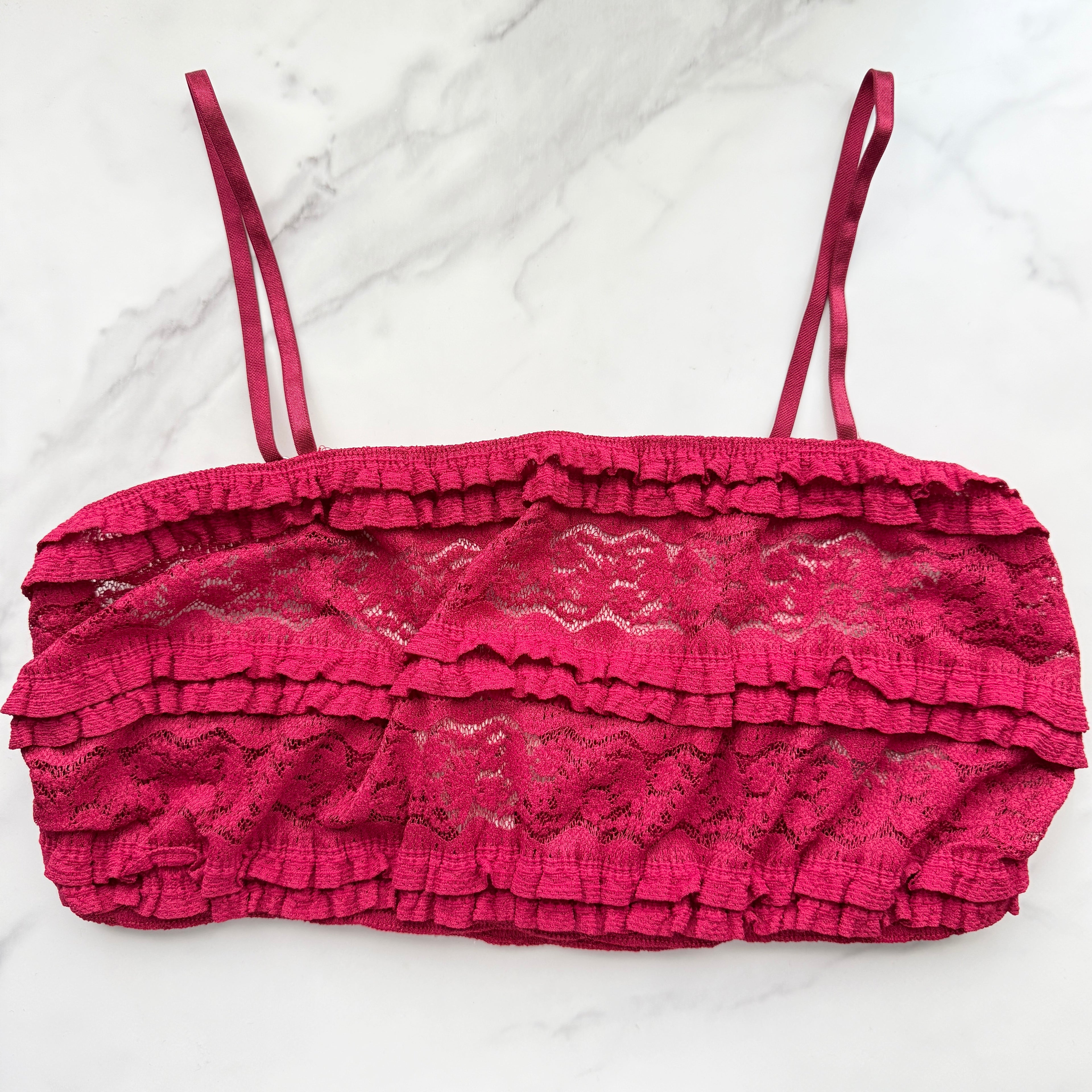 Anthropologie  LyreBird Ruffled Lace Bralette 