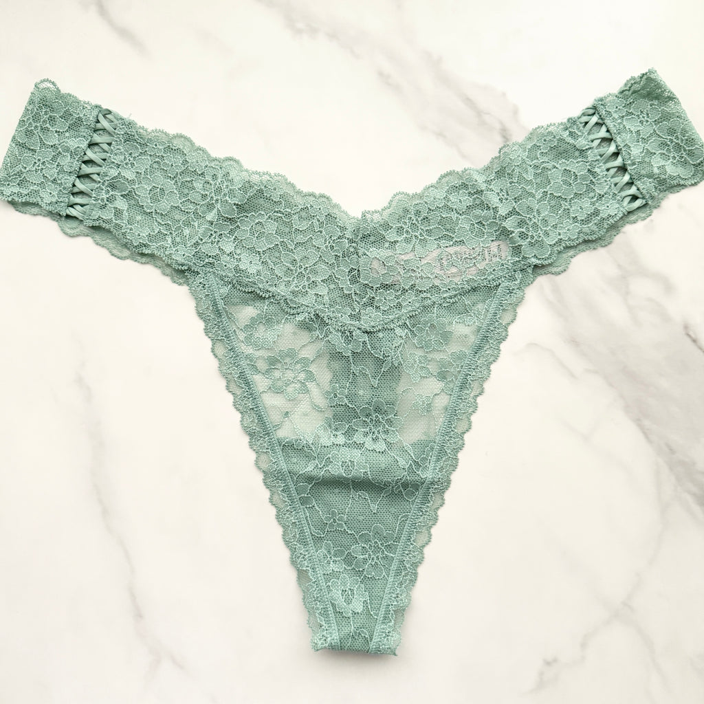 Victoria's Secret  The Lacie Posey Lace Side Lace-Up Thong Panty 