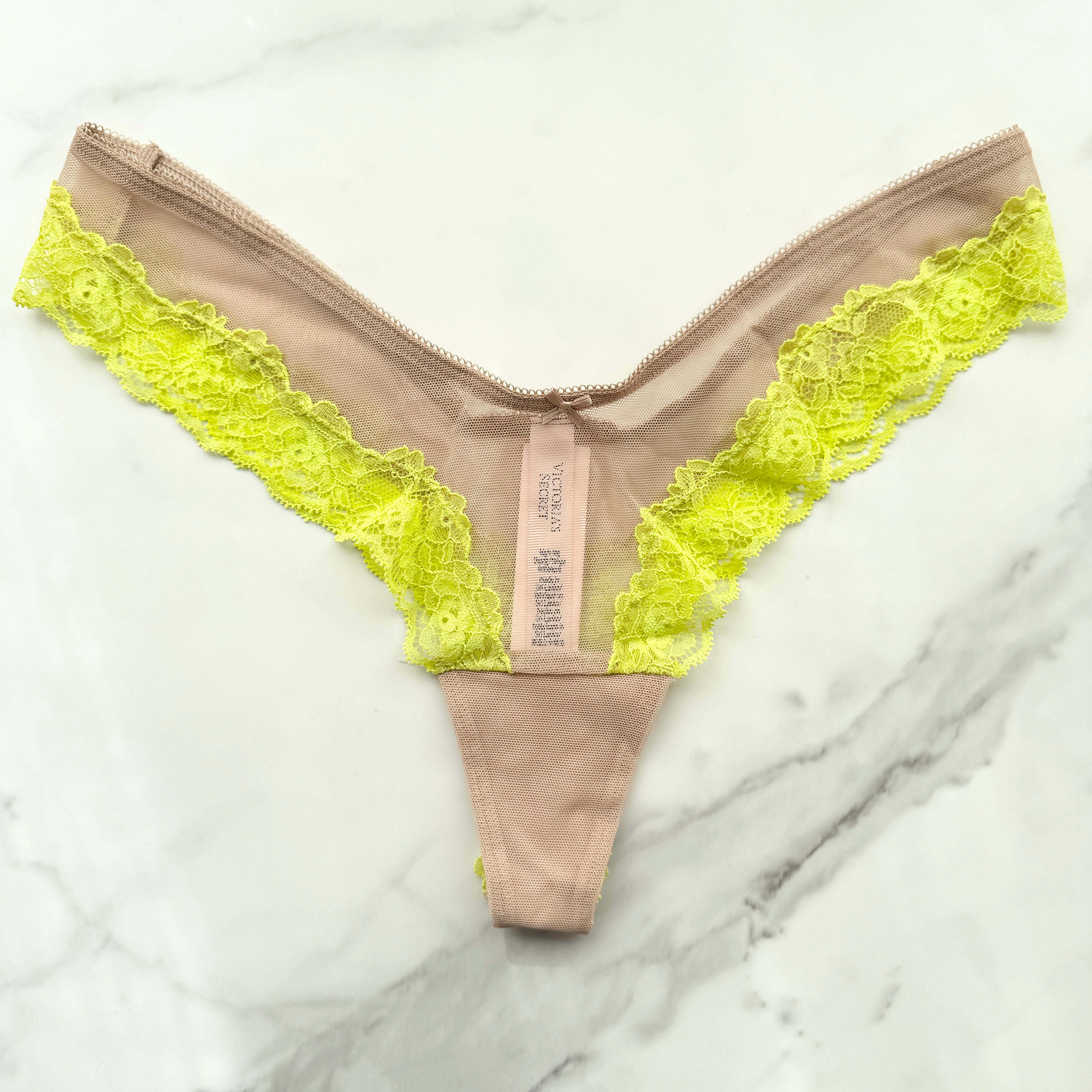 Very Sexy Mesh Lace-Trim High-Leg Thong Panty