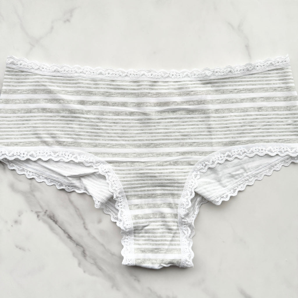 Lace-Trim Cotton Lace-Waist Cheeky Panty