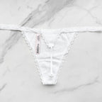 Victoria's Secret  Lace-Trim Cotton Pointelle V-String Panty 