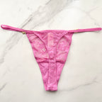 Dream Angels Lace Rhinestone Heart Hardware Thong Panty