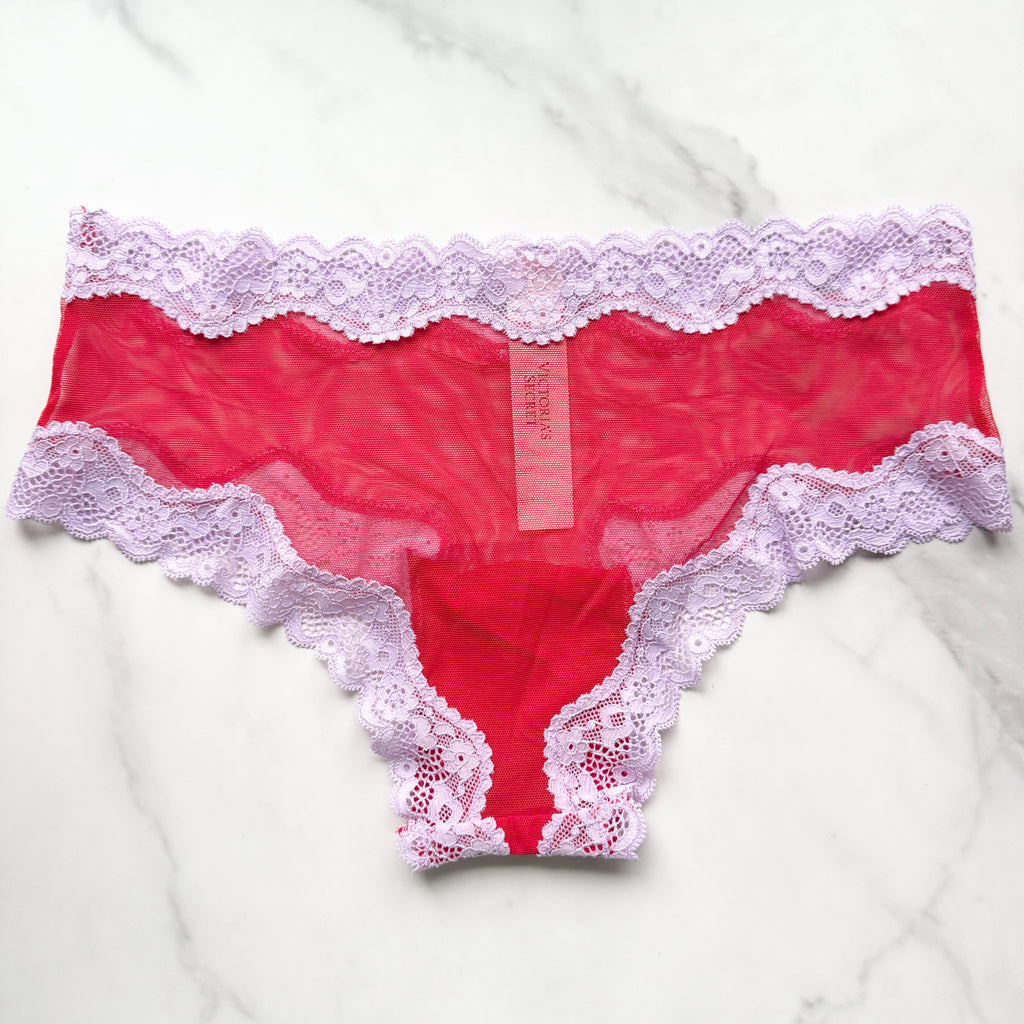 Tease Mesh Lace-Trim Cheeky Panty