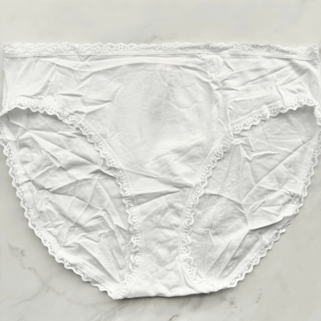 Lace-Trim Cotton Smooth High-Leg Brief Panty
